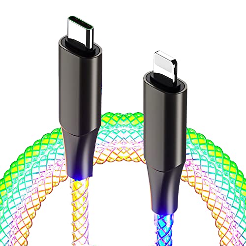 Fast Charging USB C to USB L Cable - 27W PD Compatible LED Flowing Charger for iPhone, Android, Laptop, Tablet & Car - Durable Zinc Alloy Design (Perfect for Travel, Office & Home Use)
