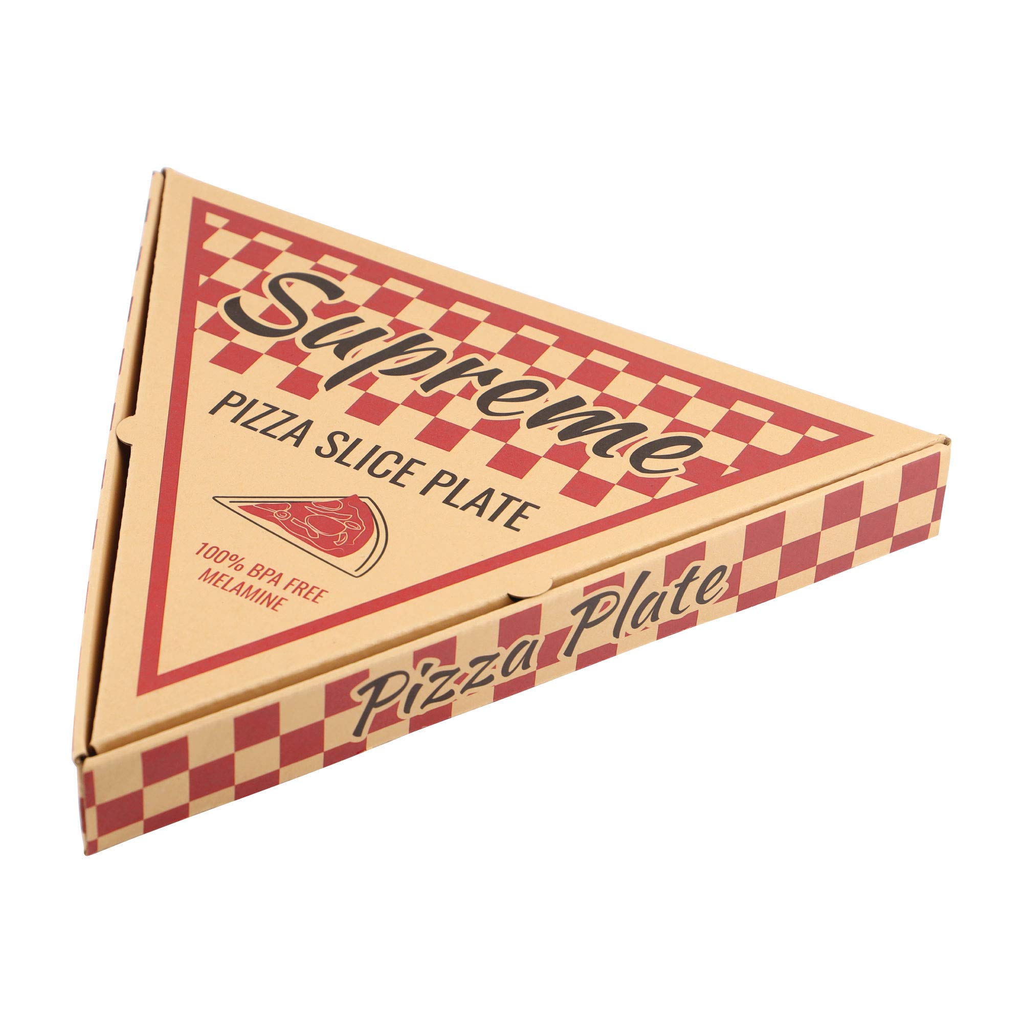 Supreme Housewares 9 Inch Melamine Pizza Slice Plates - Set of 6 Durable Party Dishes for Pizza Night, Game Day & Outdoor Dining