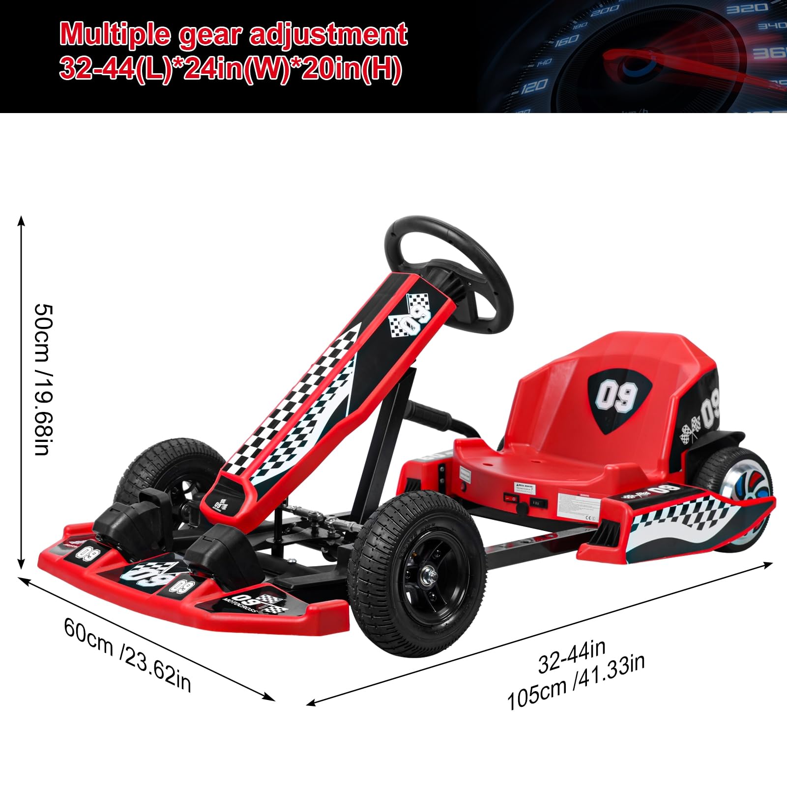36V Kids Electric Go Kart - Portable Drift Kart for Ages 6-12 with Speed Switch | 187 lbs Weight Capacity | Birthday & Christmas Gift | Perfect for Backyard Racing, Driveway Fun, and Outdoor Play (Red)