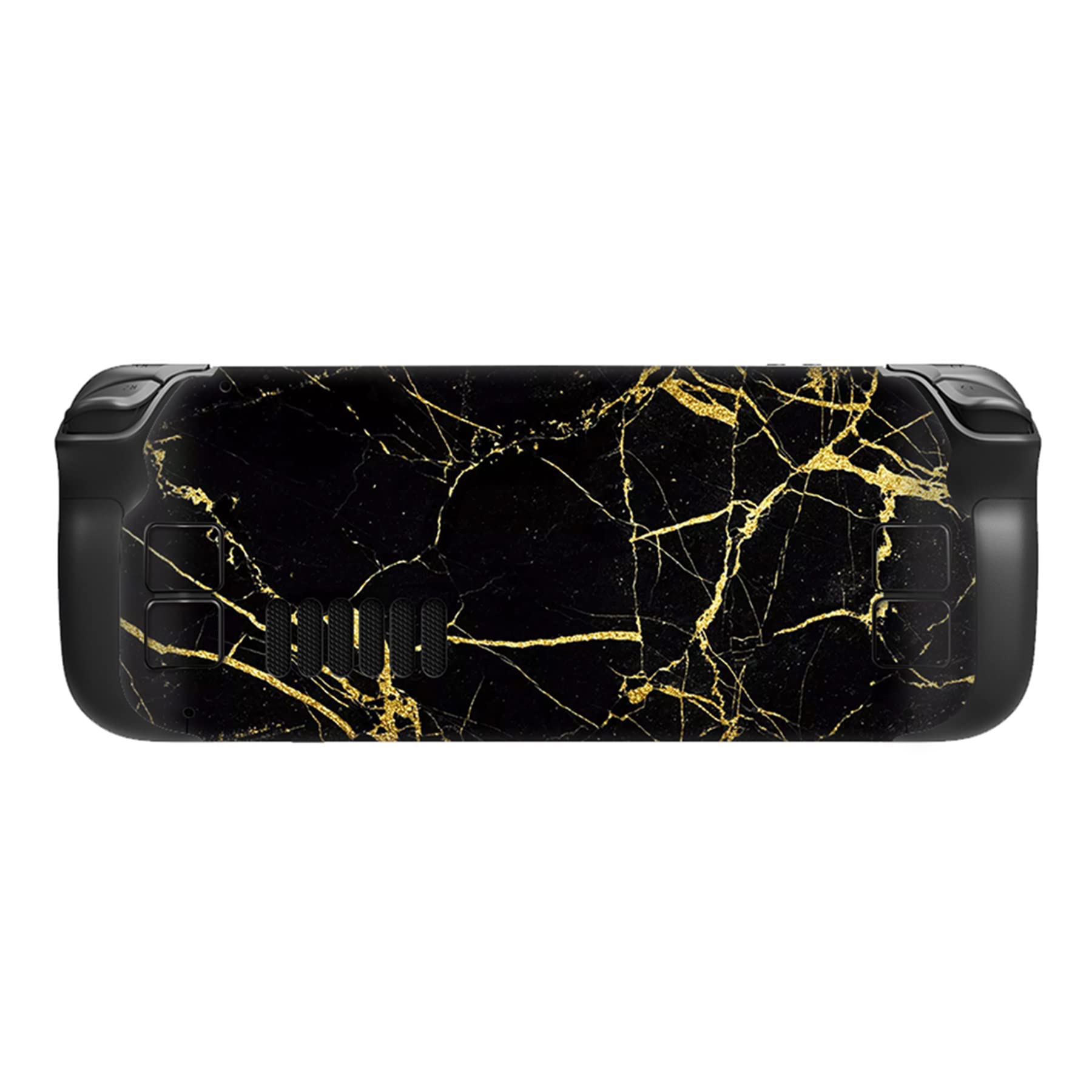 PlayVital Full Protective Skin Decal for Steam Deck LCD & OLED - Black Gold Marble Vinyl Cover | Scratch-Resistant Custom Stickers for Gaming Console Protection | Perfect for Travel, Gaming Sessions & Display