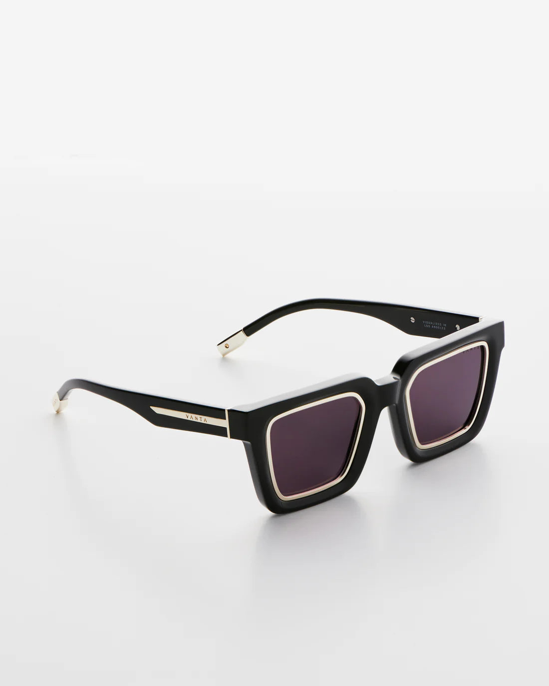 VANTA Gamma Sunglasses - Gloss Black & Gold Metal Frame UV Protection Polarized Lenses for Men & Women | Outdoor Sports, Driving, Beach & Fashion Accessories