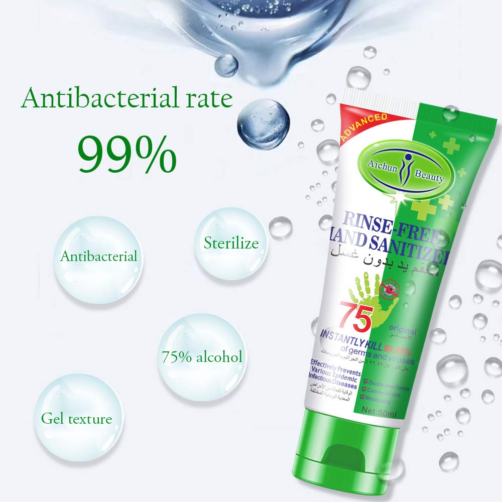 Portable Hand Sanitizer Gel - 50ml Alcohol-Based Disinfectant for Deep Hand Hygiene, No-Rinse Sterilizing Liquid (Ideal for Travel, Office & Public Use)