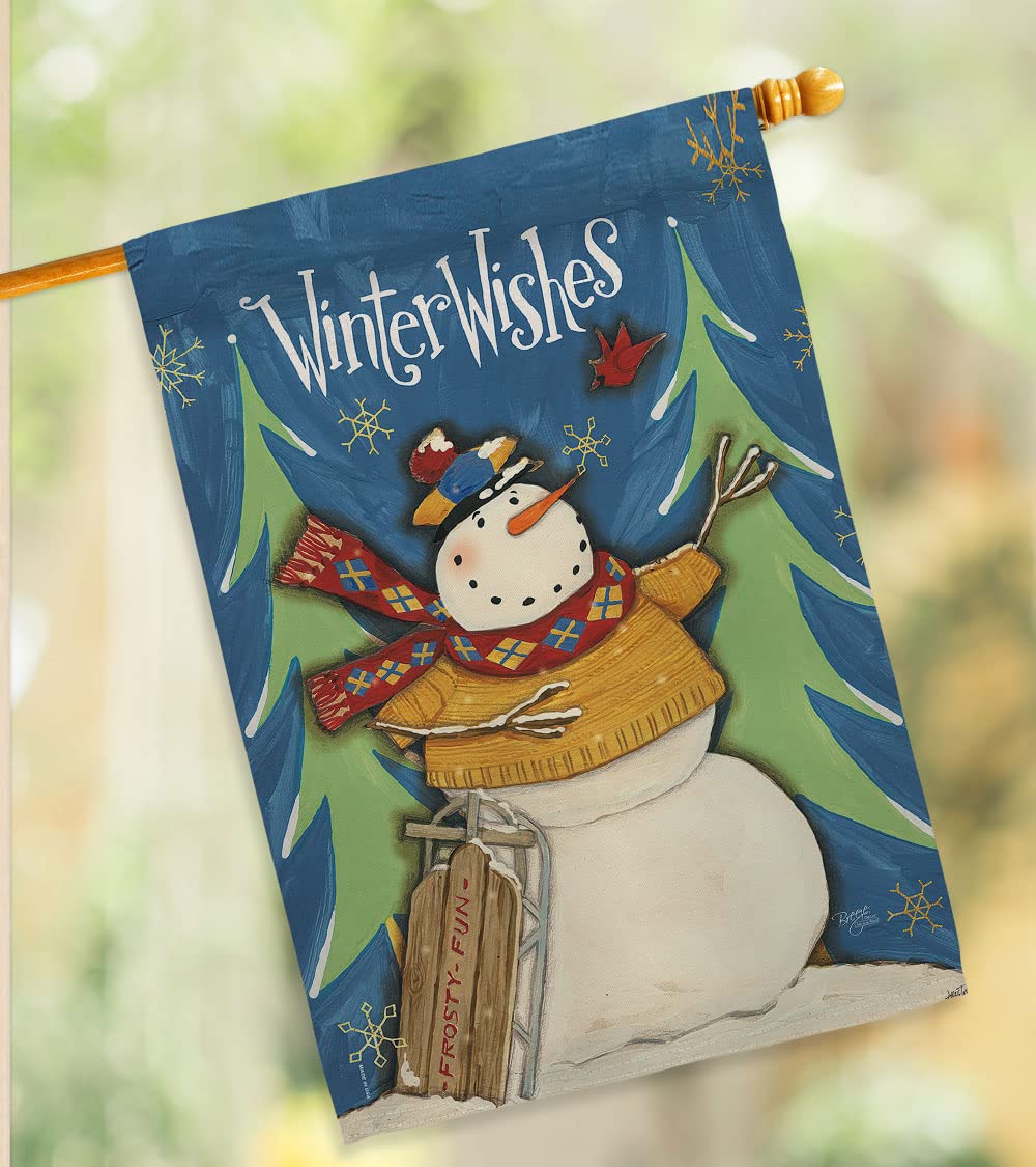 Winter Snowman House Flag - Double-Sided Yard Decor for Christmas