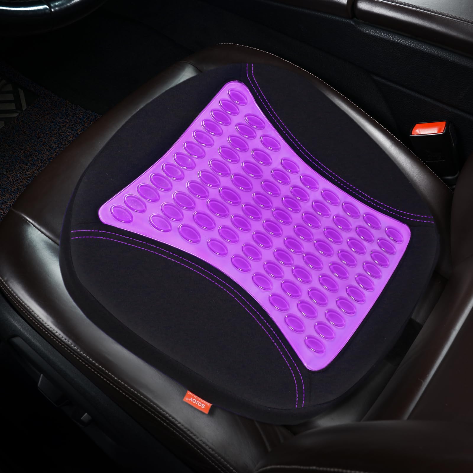 Sojoy Purple Cooling Gel Seat Cushion - Memory Foam Office Chair Pad for Back Pain, Sciatica & Tailbone Relief - Ergonomic Support for Office Chairs, Wheelchairs, Car & Truck Seats - Perfect for Long Sitting, Work from Home & Driving Comfort