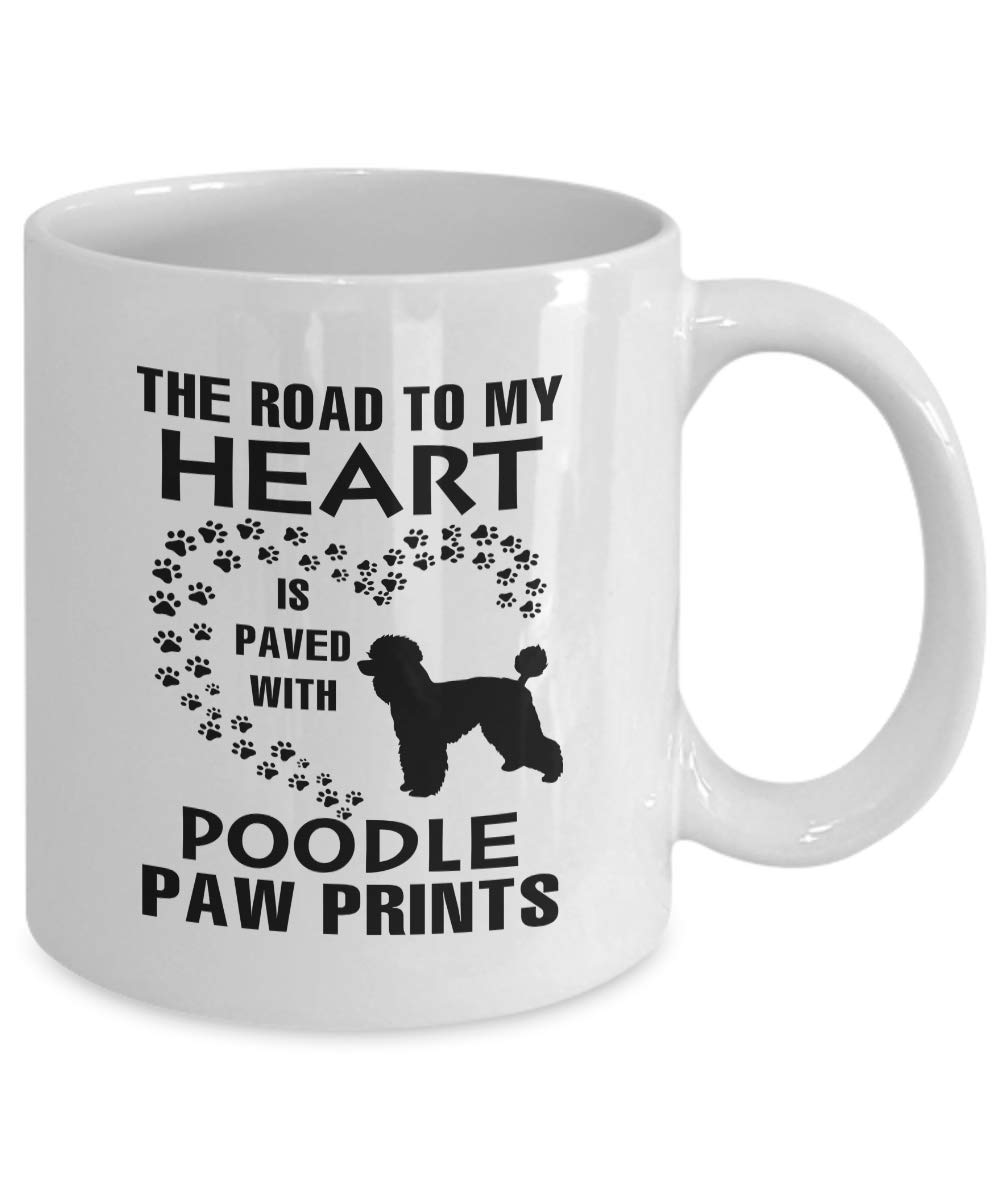 Poodle Gifts Mug for Dog Lovers - 11oz White Coffee Cup with 'My Heart Is Paved With Paw Prints' Design - Perfect Tea Mug for Mom, Dad, Aunt, Uncle, Sister - Ideal for Coffee Breaks, Office Use & Dog Lover Gifts
