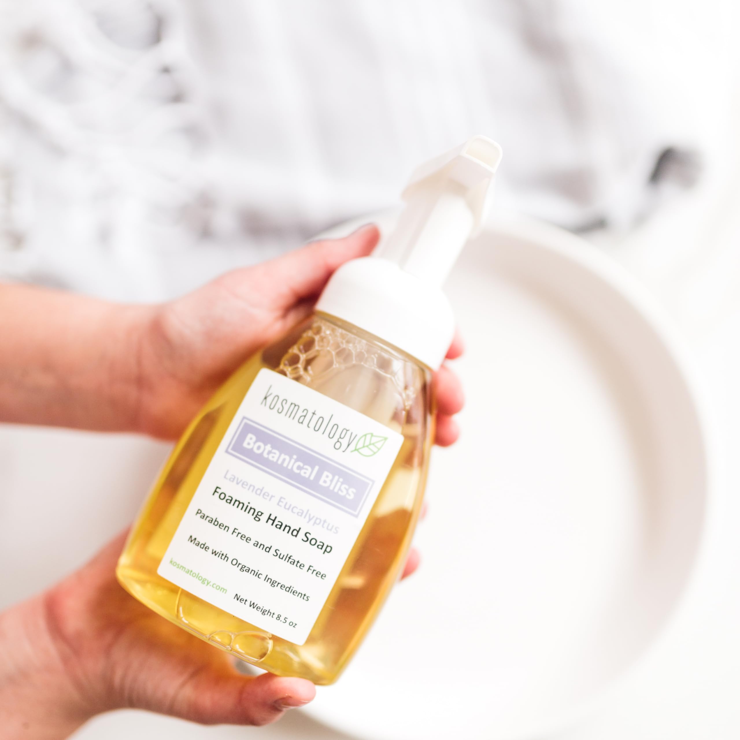 Kosmatology® Organic Foaming Hand Soap - Lavender Eucalyptus Scent | Moisturizing Hand Wash with Essential Oils | Clean, Natural Ingredients | 8.5 fl oz | Perfect for Kitchen, Bathroom & Guest Washrooms
