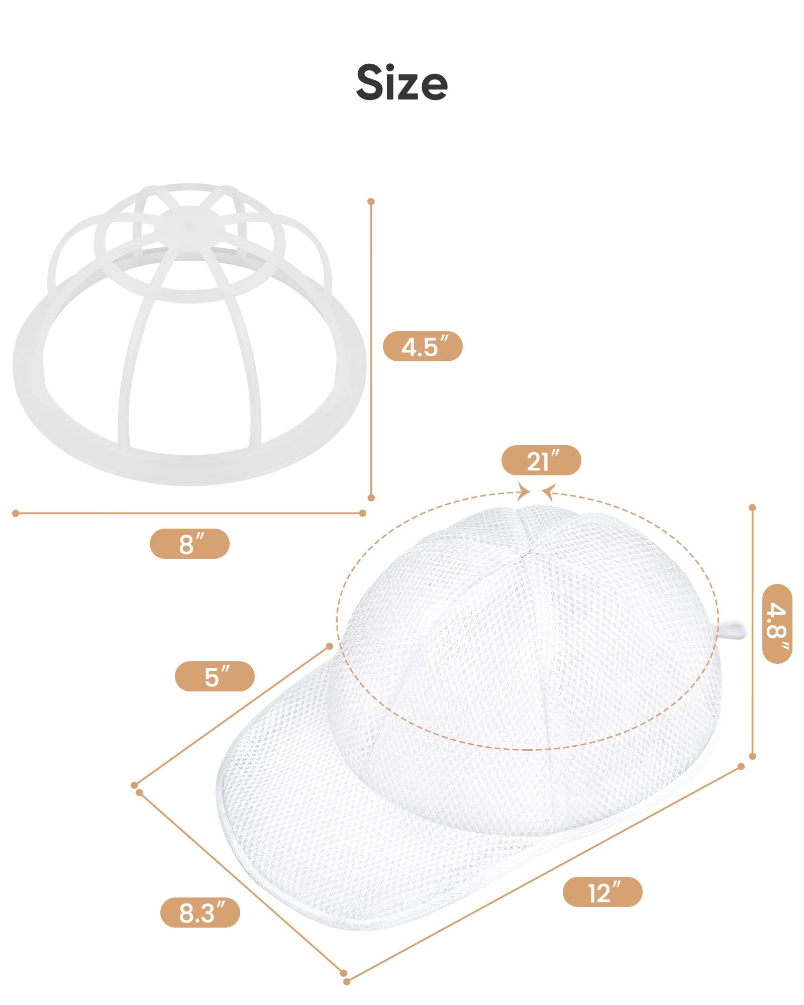 ULG Baseball Cap Hat Washer for Washing Machine - 3 Pack Hat Cleaner & Organizer for Dishwasher Safe Caps - Washing Hat Rack Holder for Sports, Outdoor & Casual Wear
