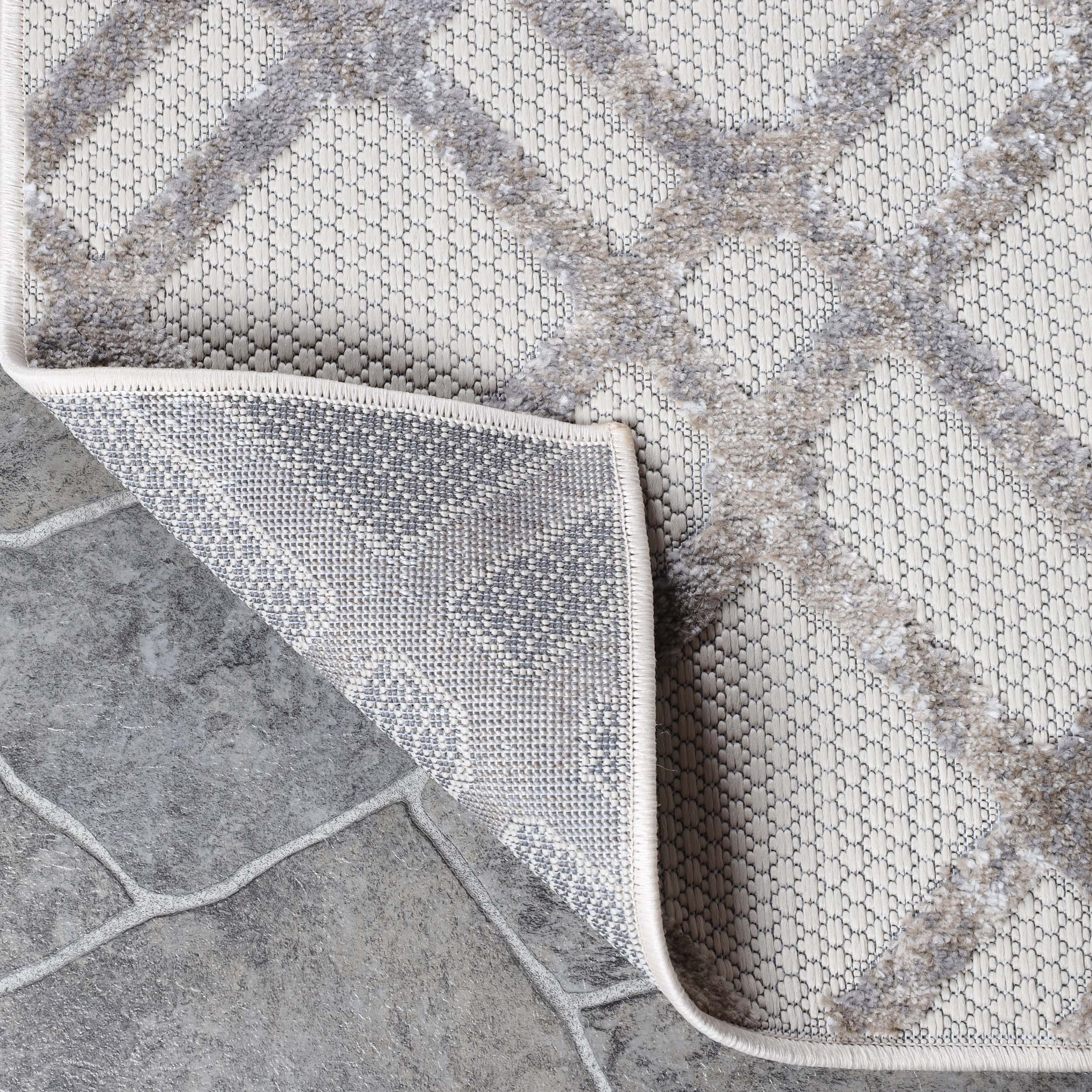 Paxson Geometric Diamond Lattice Indoor Outdoor Area Rug - Non-Slip Modern Floor Mat for Living Room, Bedroom, Patio & Deck Decor