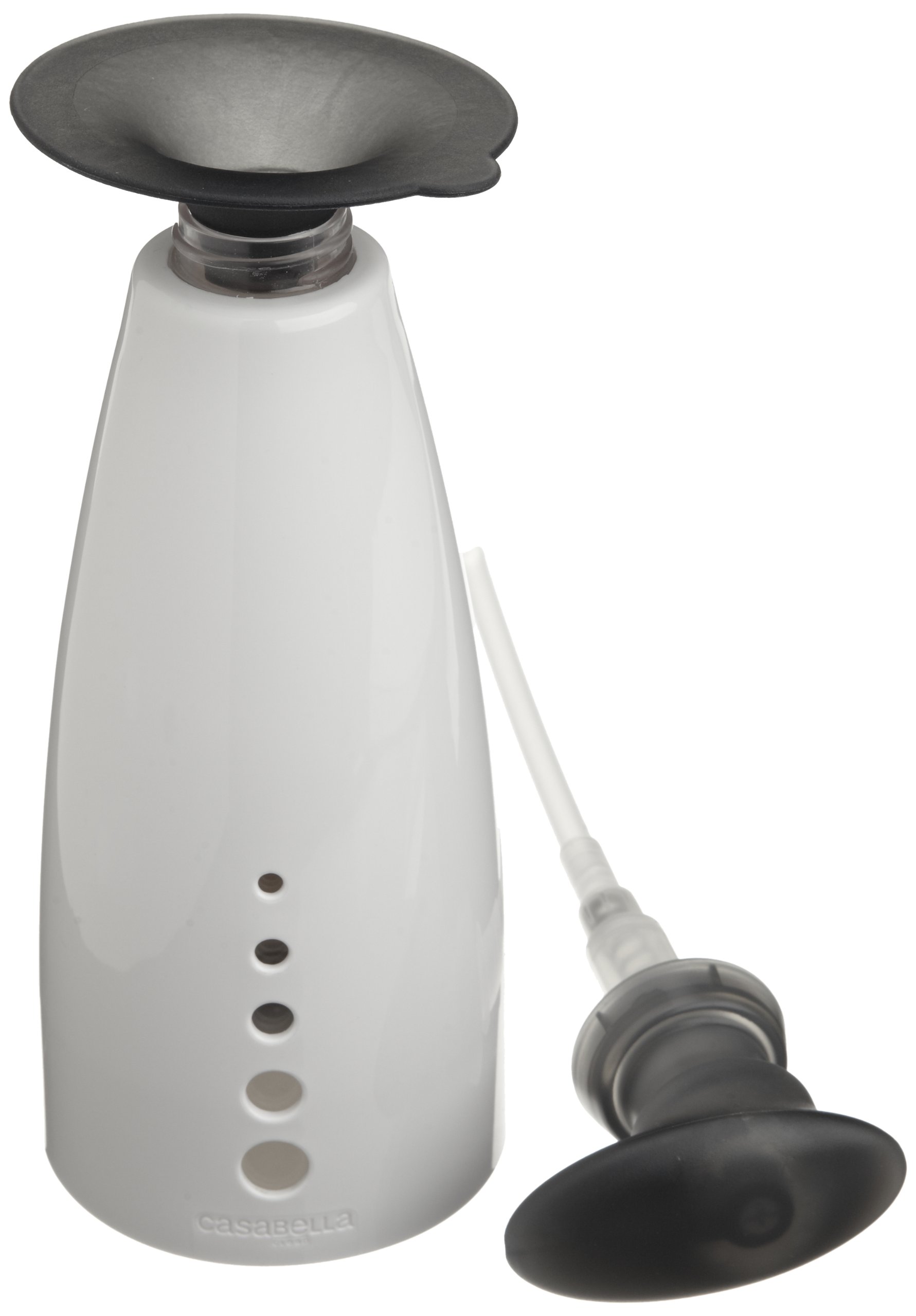 Casabella Sink Sider 14-oz. Soap Dispenser with Filling Funnel - Gray & White Multipurpose Pump Bottle for Kitchen, Bathroom, and Office Use