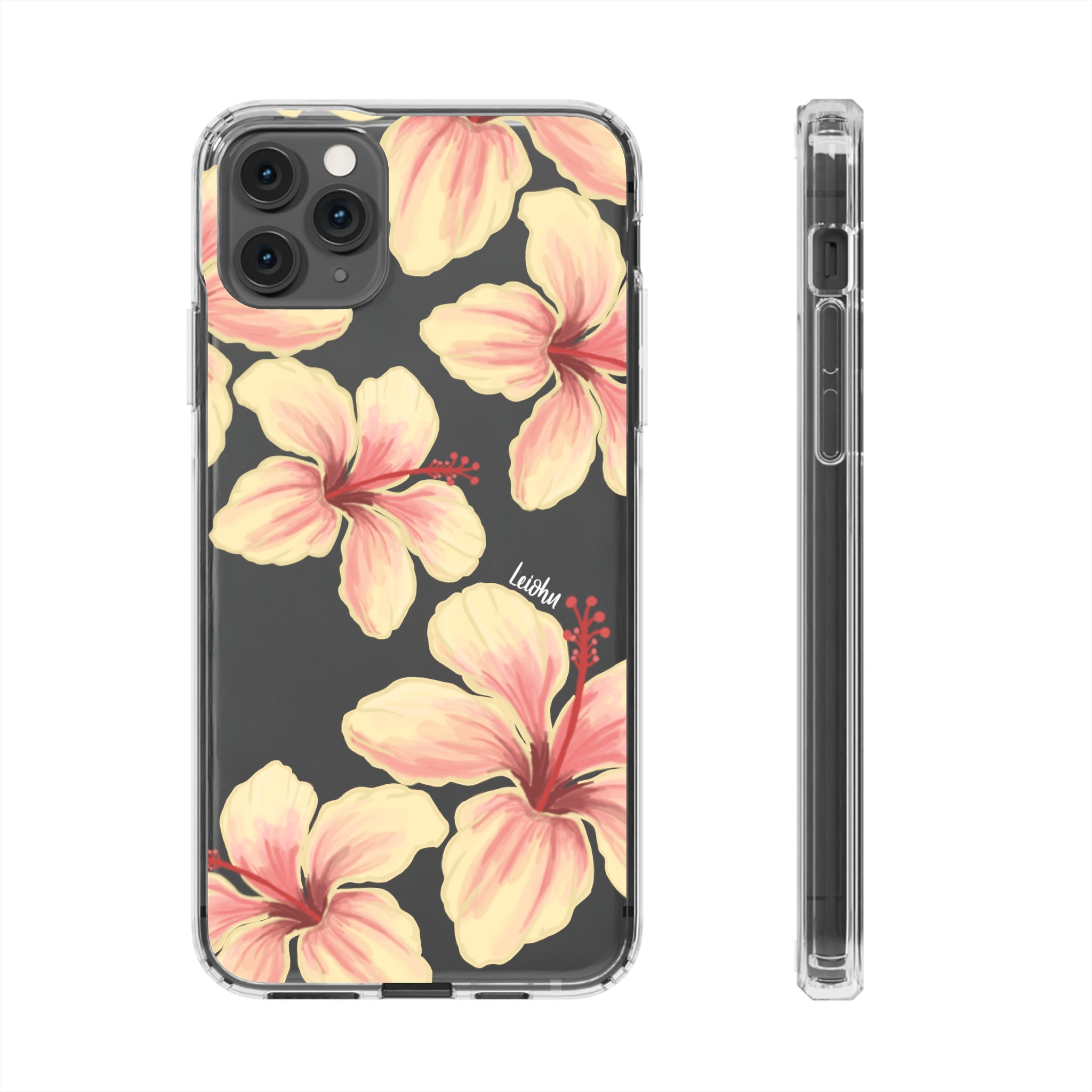 Premium Clear Hibiscus Ke'oke'o Phone Case - Shatterproof Protective Cover for iPhone & Samsung - Perfect for Beach, Travel & Everyday Use
