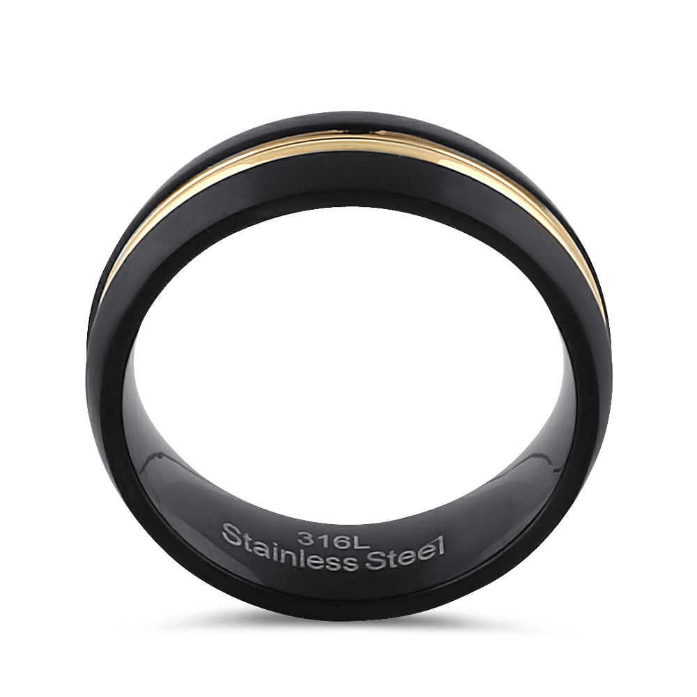 Premium Stainless Steel Black & Yellow Wedding Band for Men - Durable, Hypoallergenic Ring for Weddings, Anniversaries & Everyday Wear