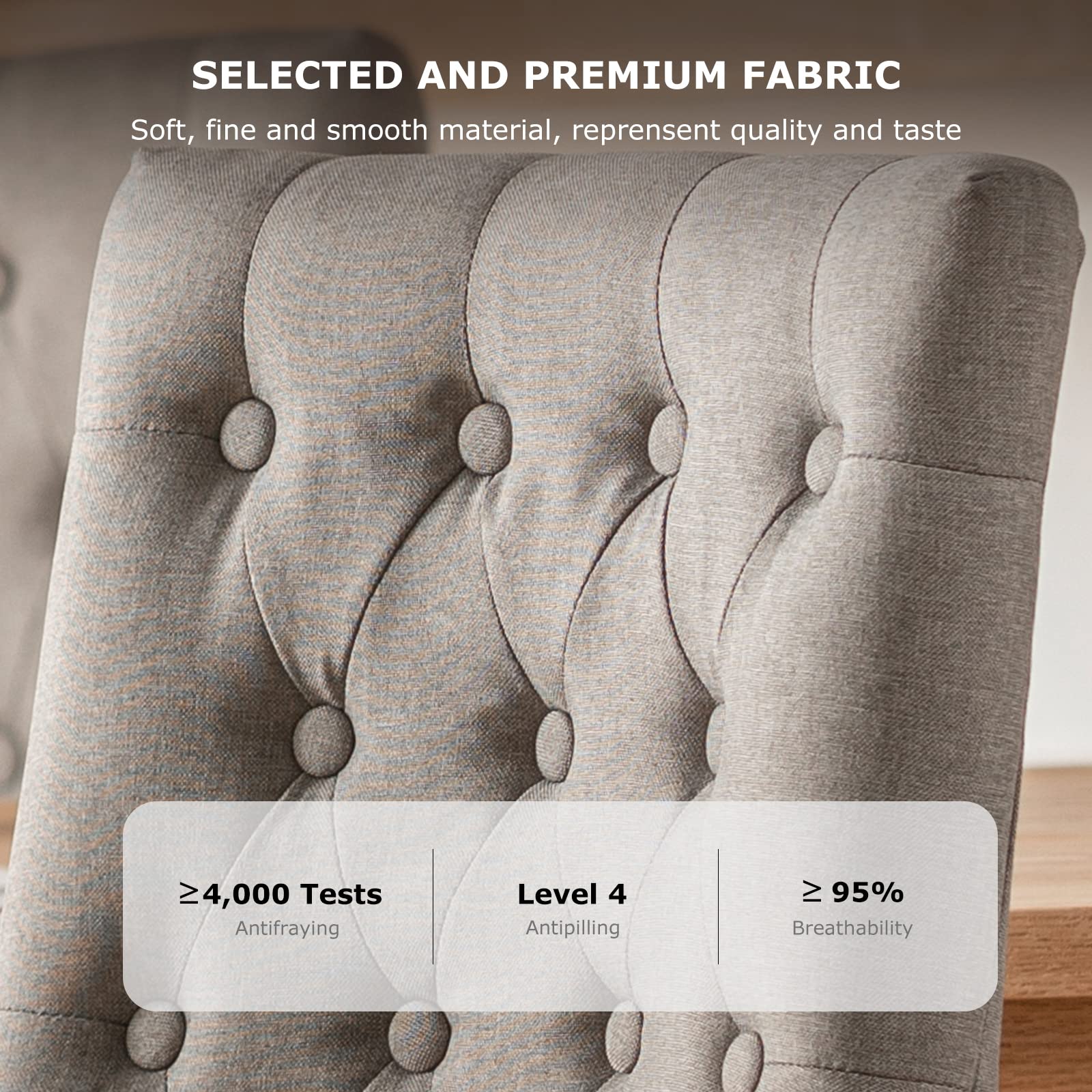 COLAMY Wingback Upholstered Dining Chairs Set of 2 - Tufted Fabric Side Chairs for Dining Room, Living Room & Kitchen - Light Grey Home Decor - Perfect for Family Meals & Entertaining Guests