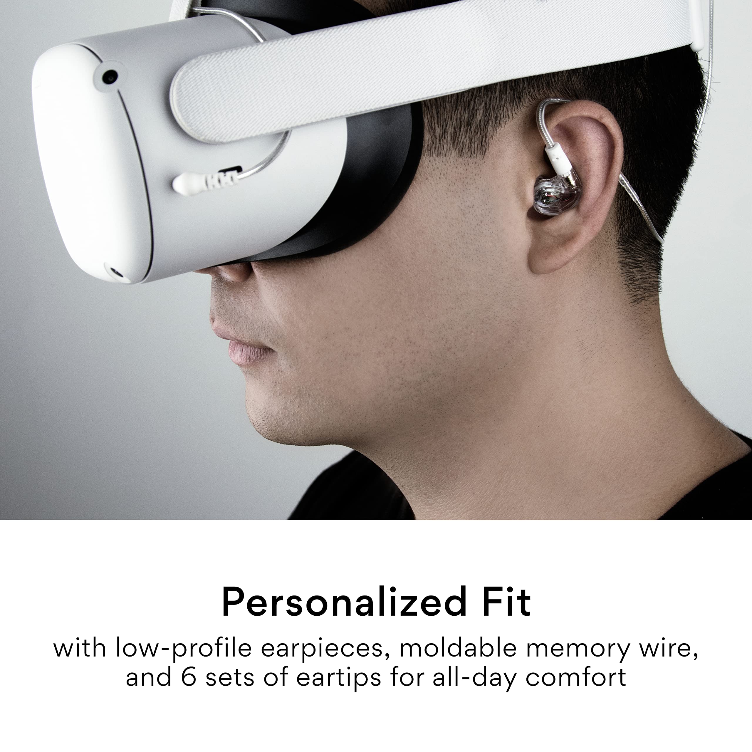 MEE Audio M6 VR Multiplatform In-Ear Gaming Earphones with Headset Mic for PS5, Xbox, Nintendo Switch, PC - Includes Short Cable & Mounting Bracket for Oculus Quest & VR Headsets - Perfect for Immersive VR Gaming & Console Play