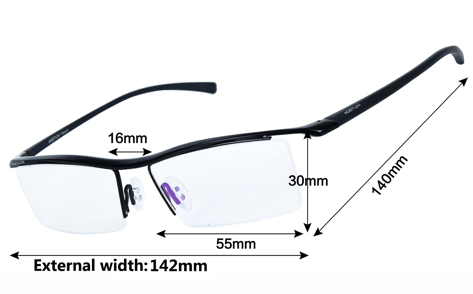 Agstum Blue Light Blocking Glasses Anti-Fatigue - Titanium Half Rimless Business Eyewear for Computer & Office Use | Reduce Eye Strain for Work, Gaming & Screen Time