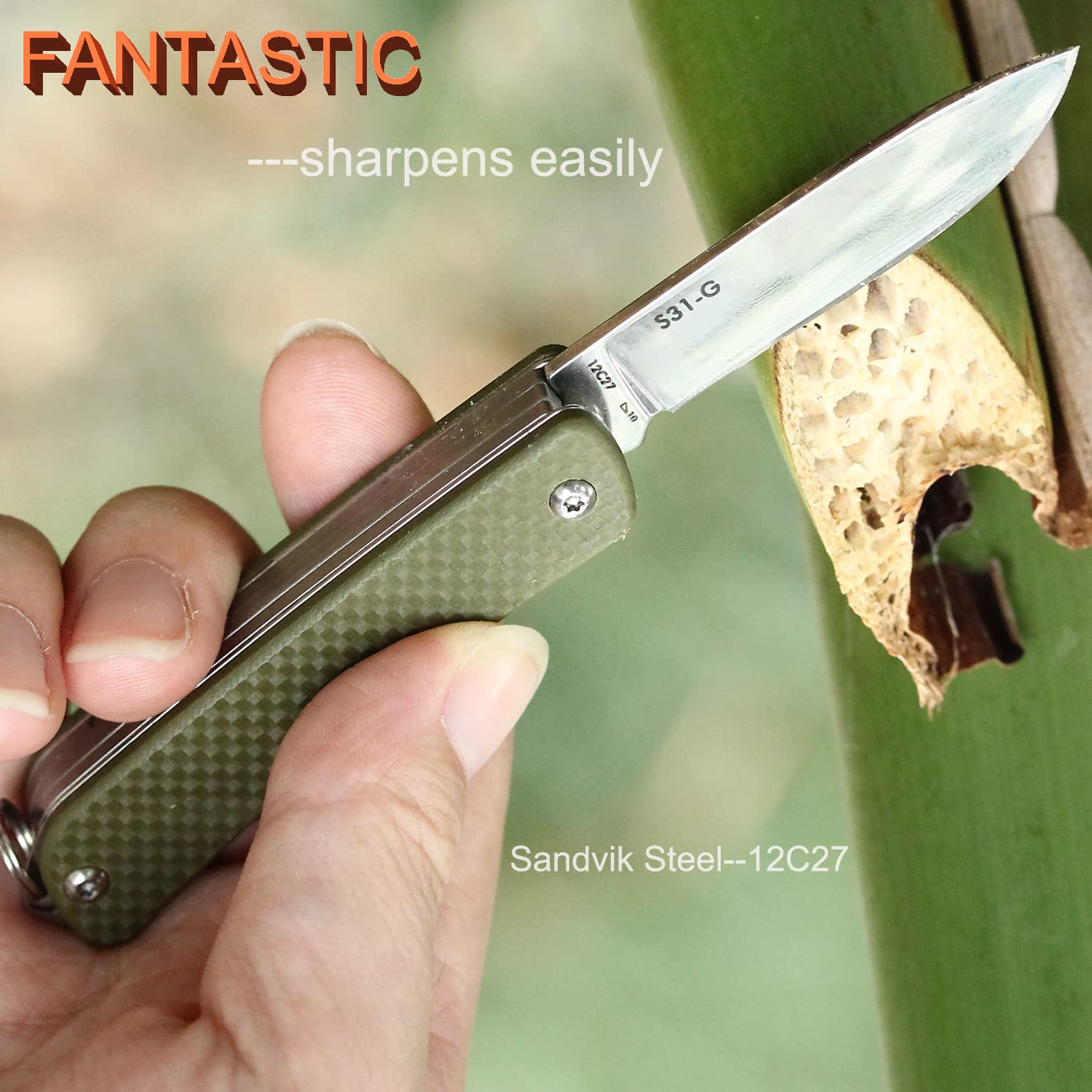 Ruike 6-in-1 Multitool Pocket Knife - Stainless Steel 12C27 Blade with G10 Handle | Compact Folding Keychain Tool with Scissors, Screwdriver & Bottle Opener | Perfect for EDC, Camping, Survival, Hunting & Tactical Gear