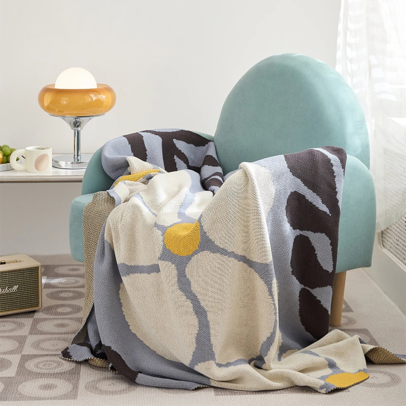 Blossom Meadow Woven Throw Blanket - Soft Cozy Knit Blanket for Couch, Bed & Sofa - Perfect for Home Decor, Gift & Winter Warmth