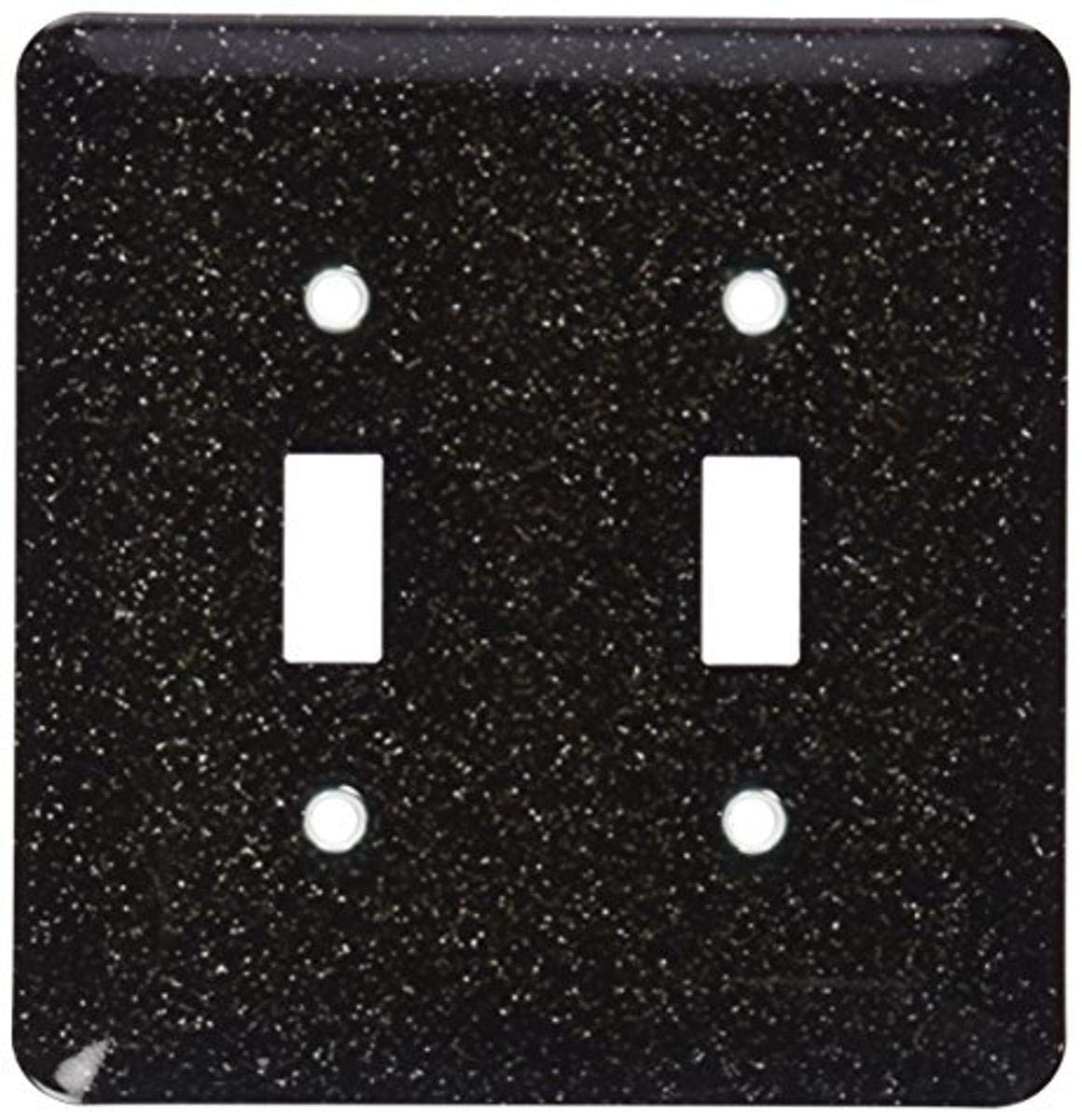 3D Rose Shiny Black Glitter Light Switch Cover - Decorative Wall Plate for Bedroom, Living Room, Kitchen & Bathroom - Glam Home Decor Accessory