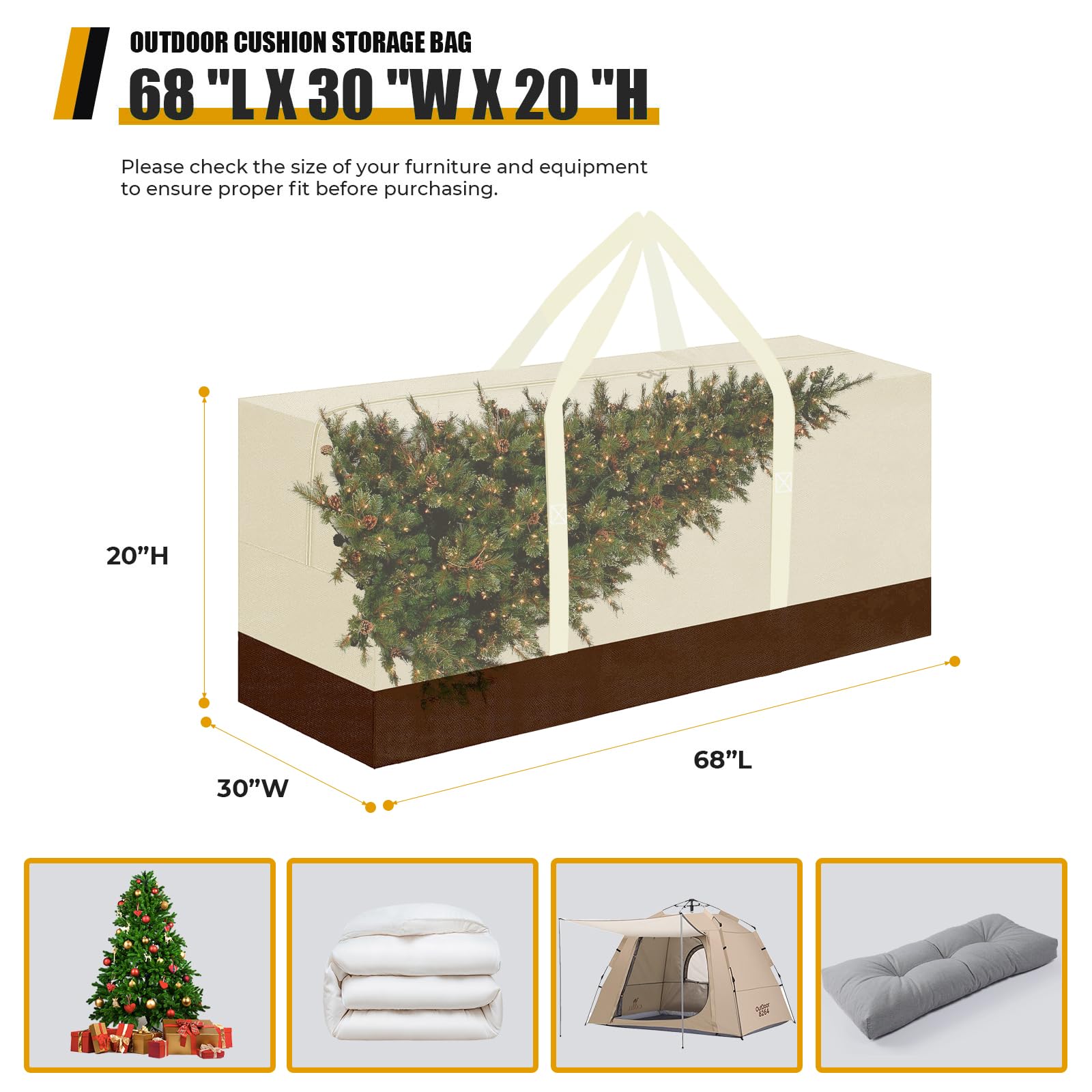 420D Waterproof Large Outdoor Cushion Storage Bag 68