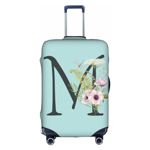 Black Letter M Boho Floral Flowers Leaves