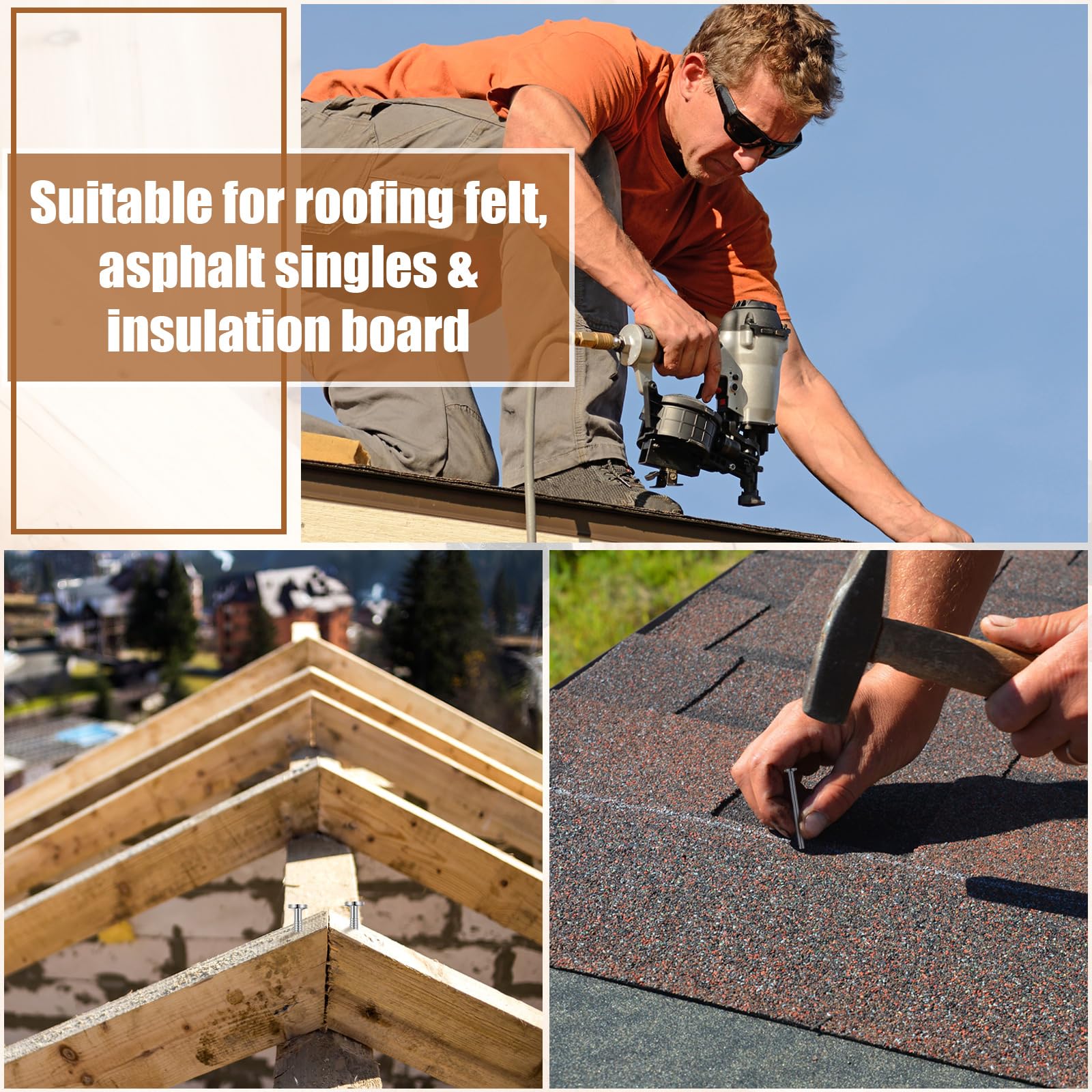 Tandefio 2LB 304 Stainless Steel Roofing Nails - 1-1/2 Inch Rust-Resistant Siding Nails for Redwood, Cedar, Decking & Slate Tiles | Outdoor Wood Siding, Roofing & Construction Hardware (Weatherproof & Durable)
