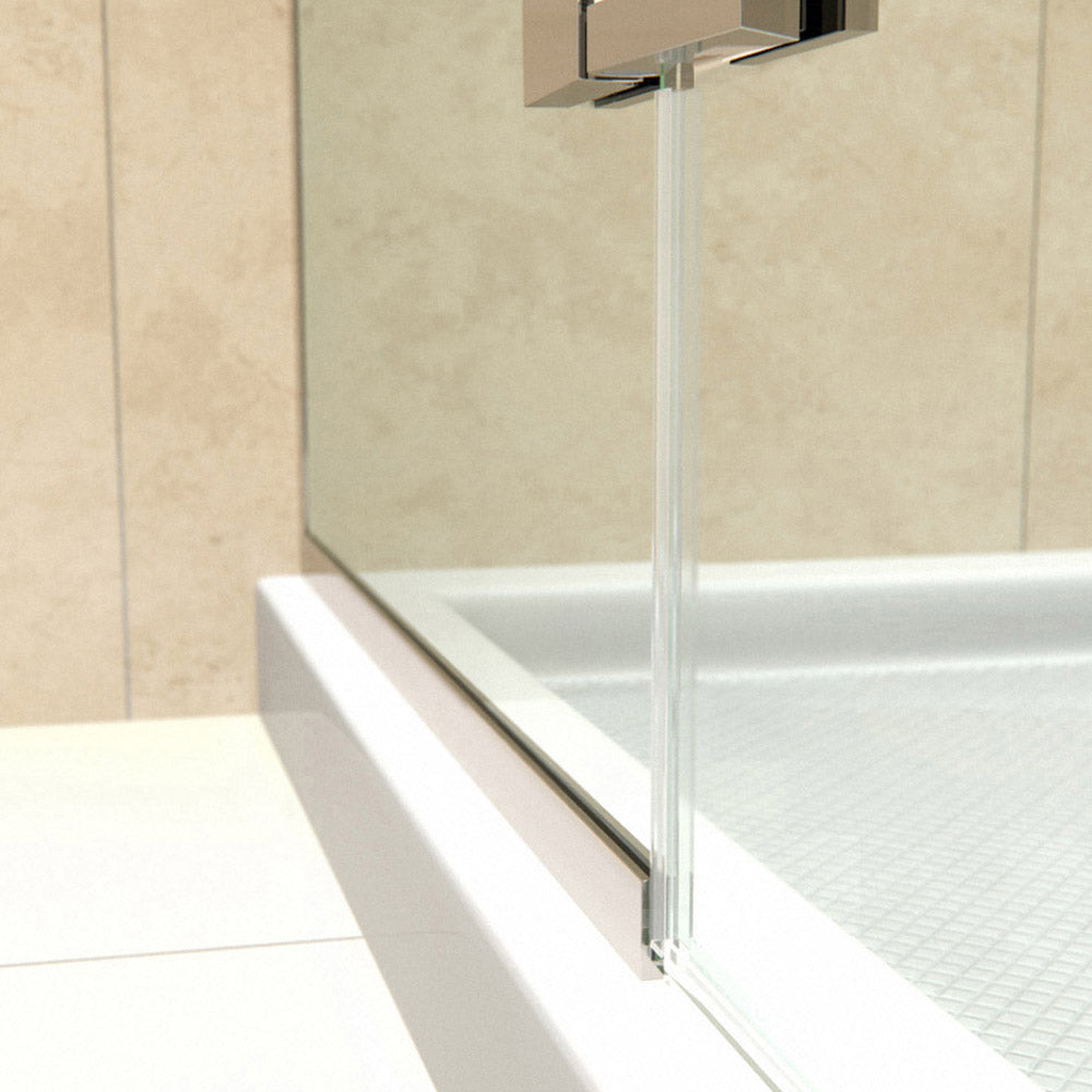 DreamLine Aqua Ultra 32x60x74.75 Inch Frameless Shower Door - Chrome Finish with Right Drain White Base Kit | Perfect for Modern Bathroom Renovations & Spa-Like Shower Experience