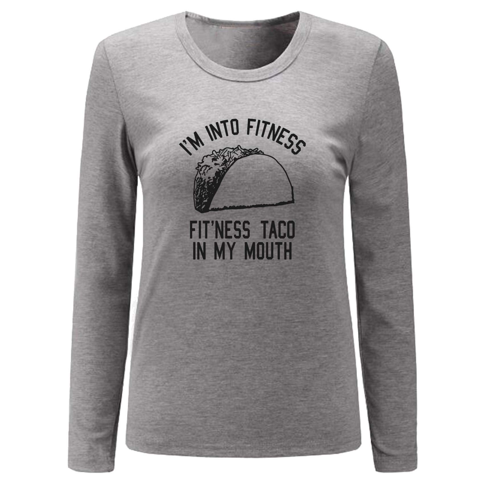 Funny Women's Fitness T-Shirt - 'I'm Into Fitness Taco' Gym & Casual Loose Fit Shirt - Perfect for Workouts, Running & Funny Gift Ideas