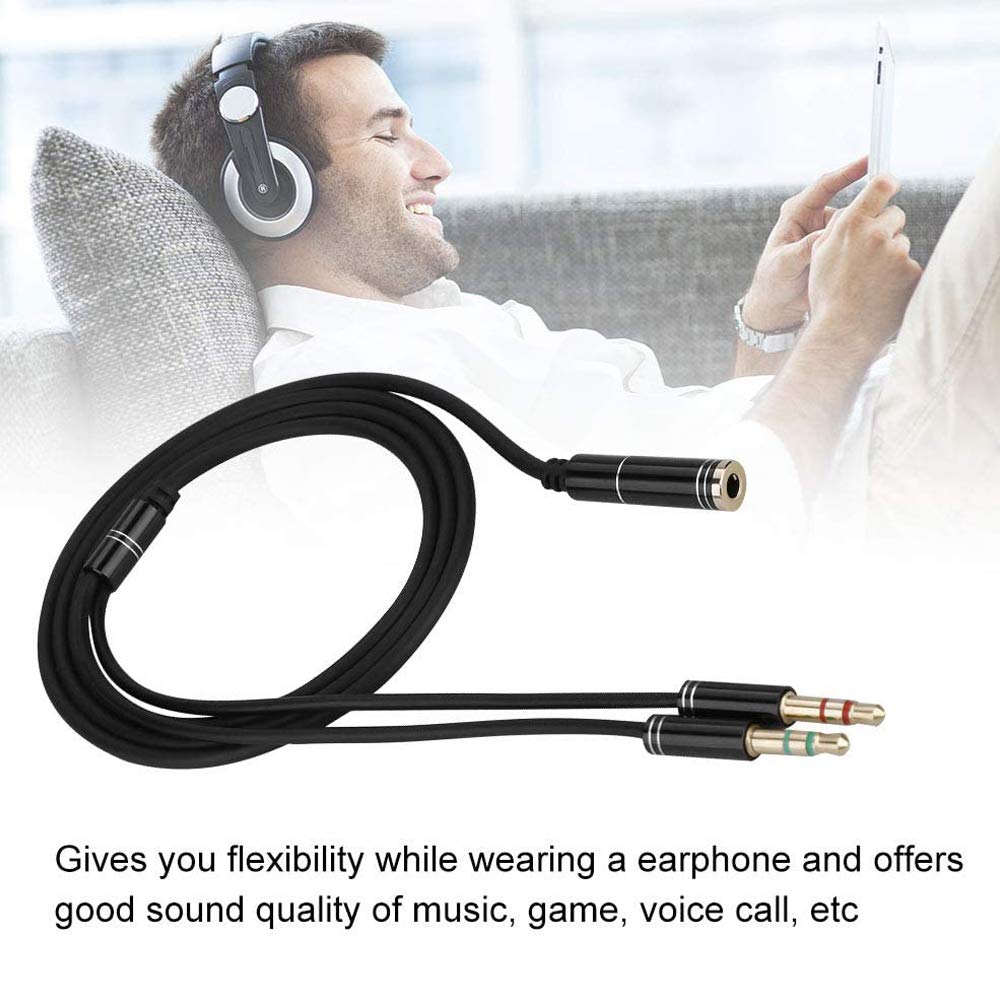 EasyULT 3.5mm Female to Dual Male Audio Splitter Cable - 3.5mm Stereo Y Adapter for Headphones & Speakers - Silver | Perfect for Sharing Music, Gaming Headsets & Car Audio Systems