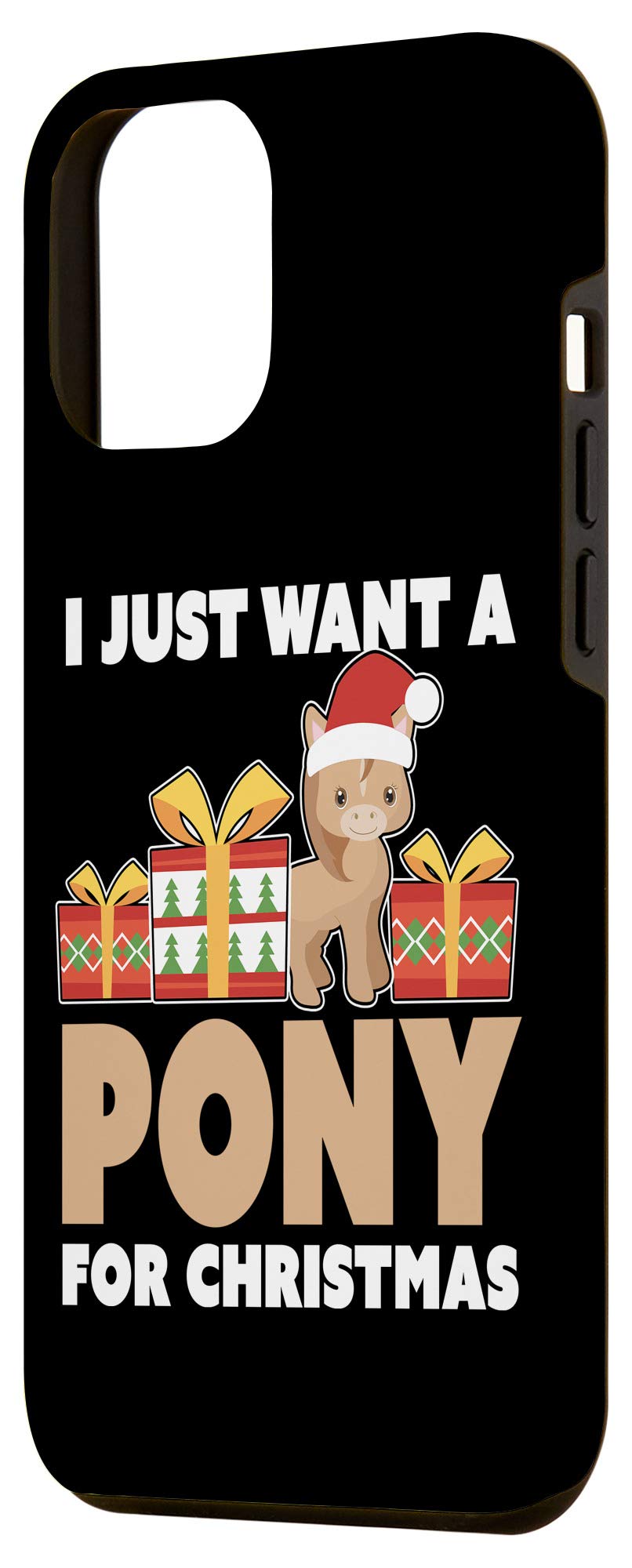 iPhone 12 Pro Max Christmas Pony Phone Case - Cute Holiday Design Protective Cover for Apple iPhone 12 Pro Max (Perfect Gift for Christmas, Stocking Stuffer, Holiday Party)