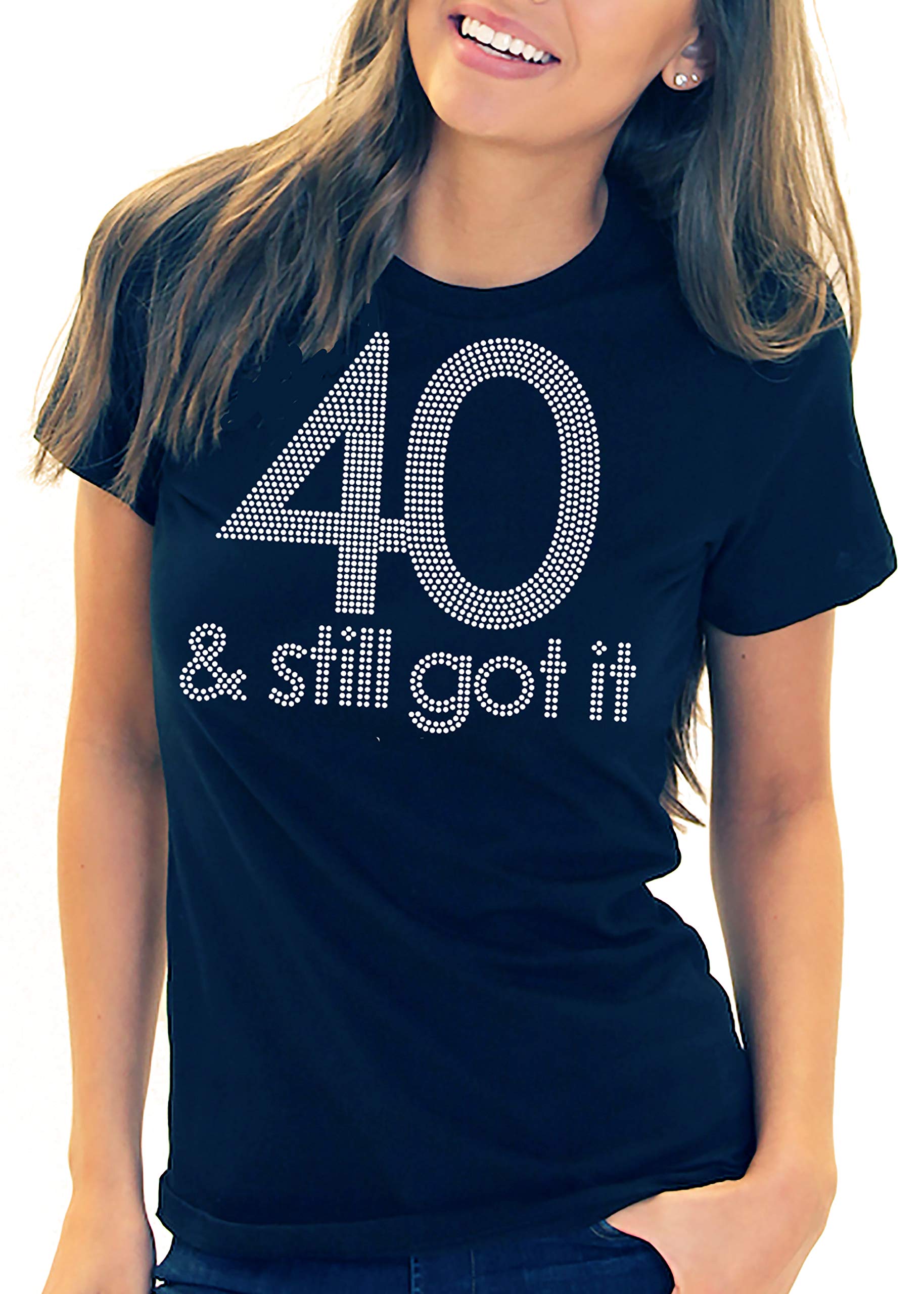 Sparkling Rhinestone Sash 40th Birthday Shirts for Women - Elegant Rose Gold 40th Birthday Gifts - Party Tshirts for 40th Birthday Celebrations - Perfect for Birthday Parties, Girls' Night Out & Special Occasions