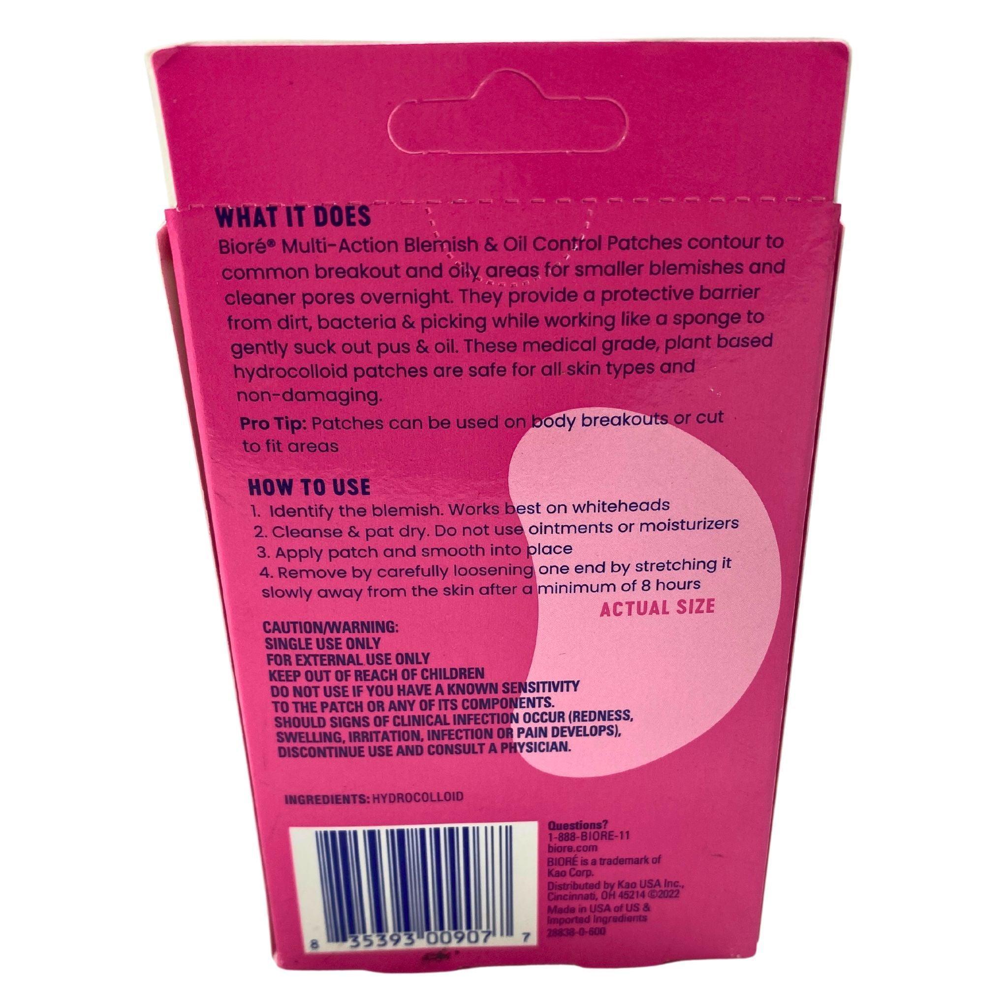 Biore Multi Action Blemish & Oil Absorbing Hydrocolloid Patches - 50 Count | Acne Treatment for Face | Perfect for Overnight Spot Treatment & Daily Skincare Routine