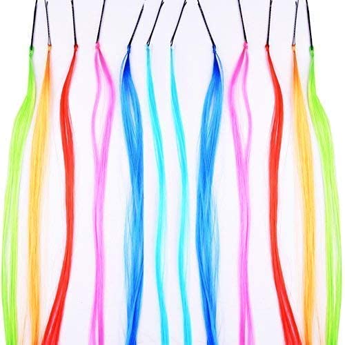 SIYAA Synthetic Hair Extension Pins for Women & Girls - 12Pcs Multicolor Clip-in Hair Streaks for Styling & Fashion - Perfect for Parties, Cosplay & Daily Wear