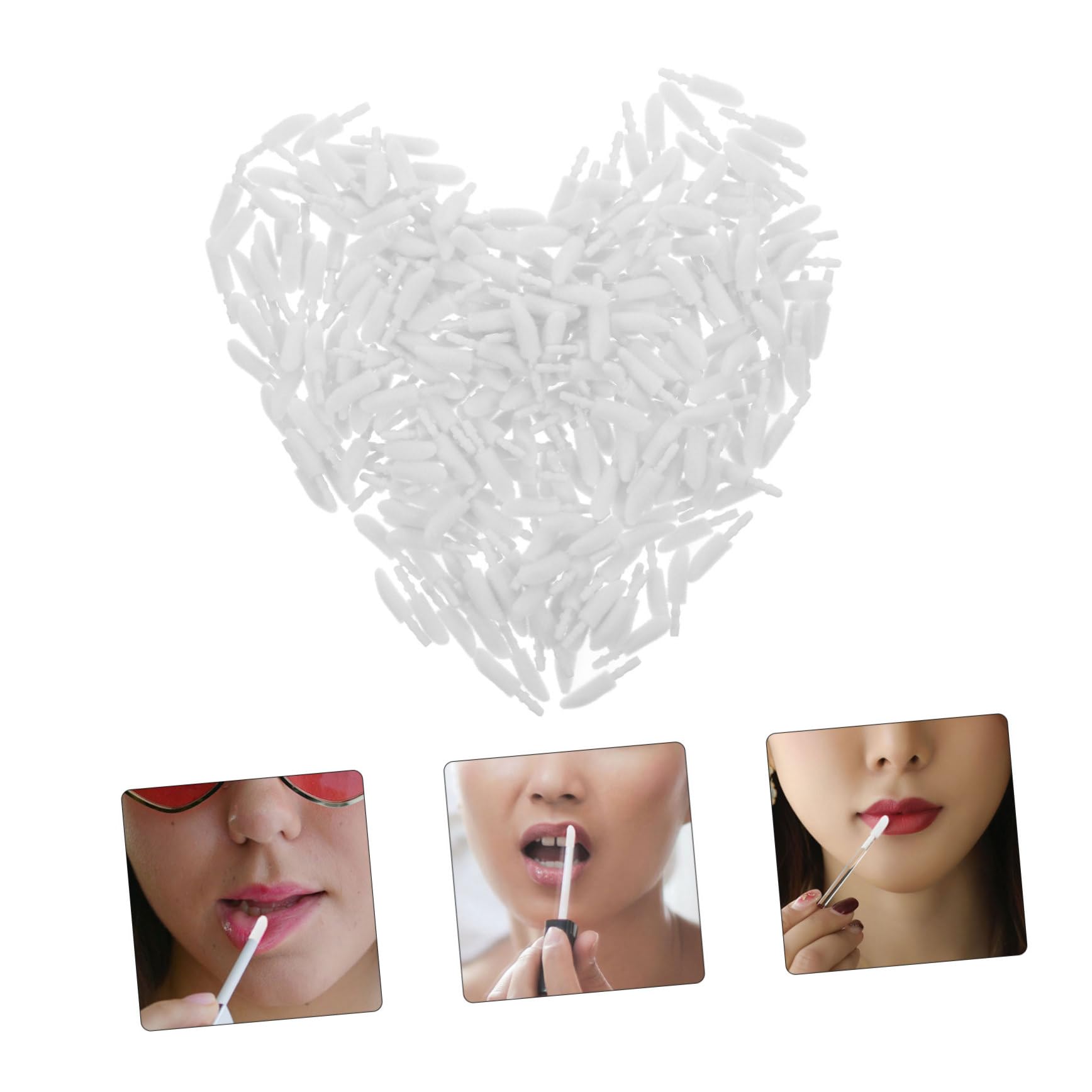300pcs Lip Brush Replacement Heads - Soft Bristle Lip Gloss Brush Heads for Makeup Artists & DIY Lipstick Application - Perfect for Professional Makeup Kits, Home Beauty Essentials & Cosmetic Brush Accessories