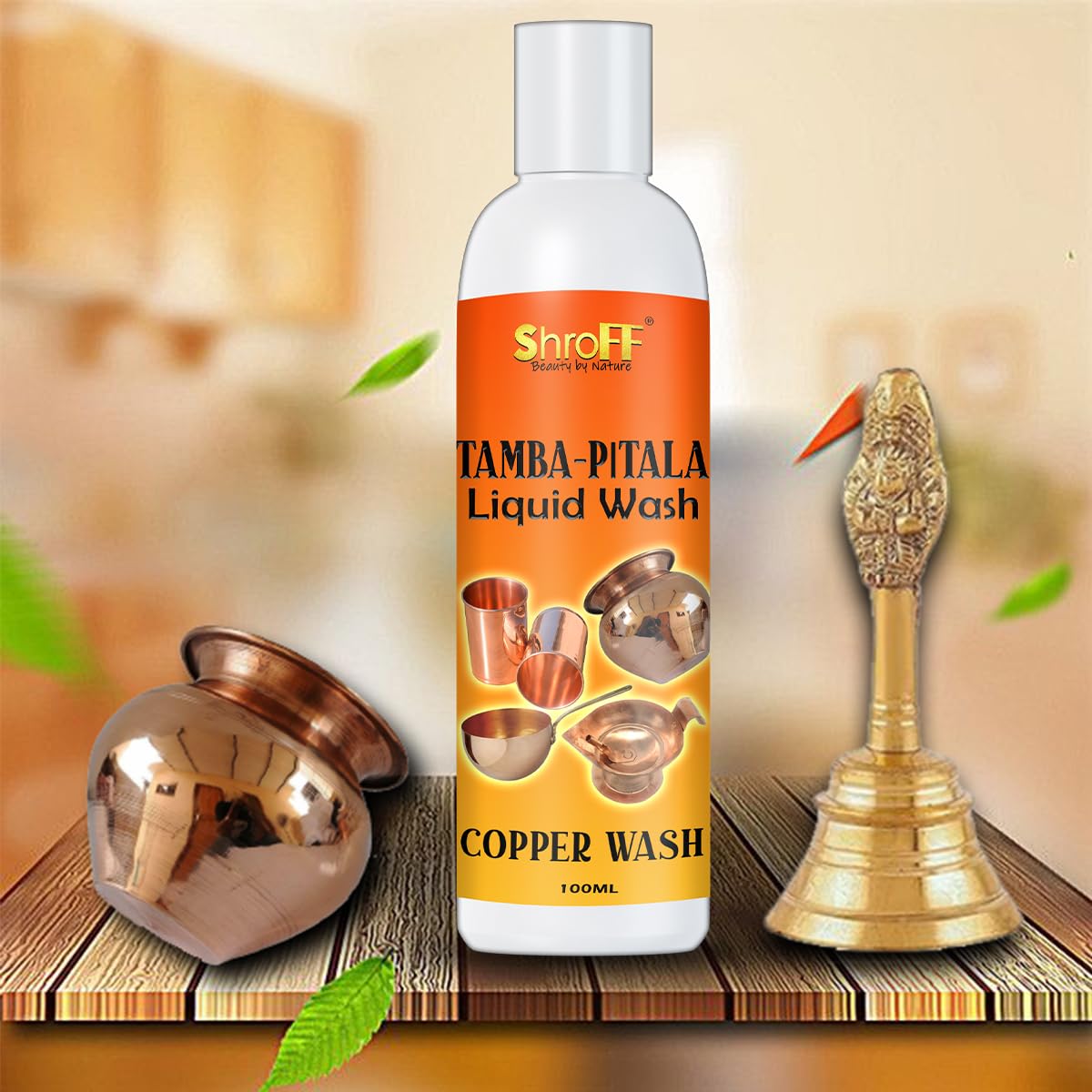 Shroff Tamba-Pitala Liquid Wash - Premium Copper & Brass Cleaner (100ml) | Fast-Acting Polish for Jewelry, Utensils & Antiques | Restores Shine & Removes Tarnish