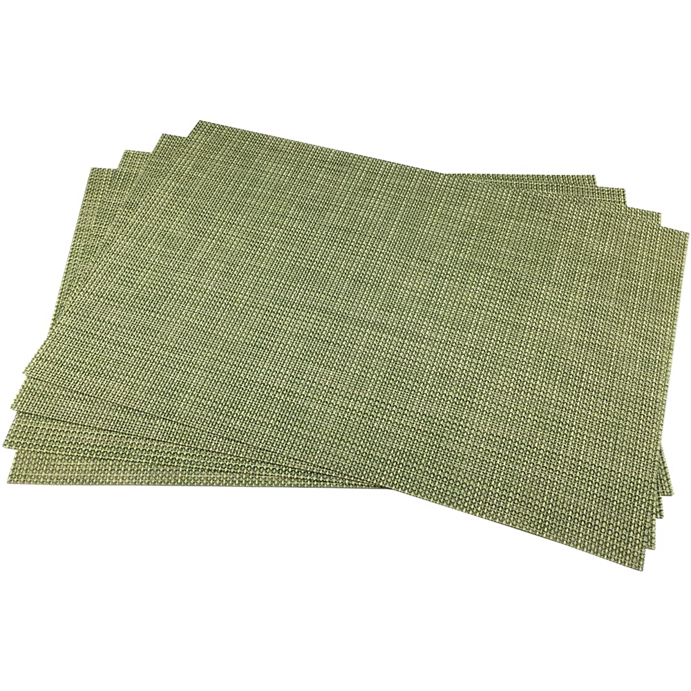 WAZAIGUR Crisscross Woven Vinyl Placemats Set of 4 - Non-Slip, Heat Resistant & Easy to Clean Table Mats for Kitchen, Dining Room - Green and Yellow - Perfect for Everyday Meals, Dinner Parties & Holiday Gatherings