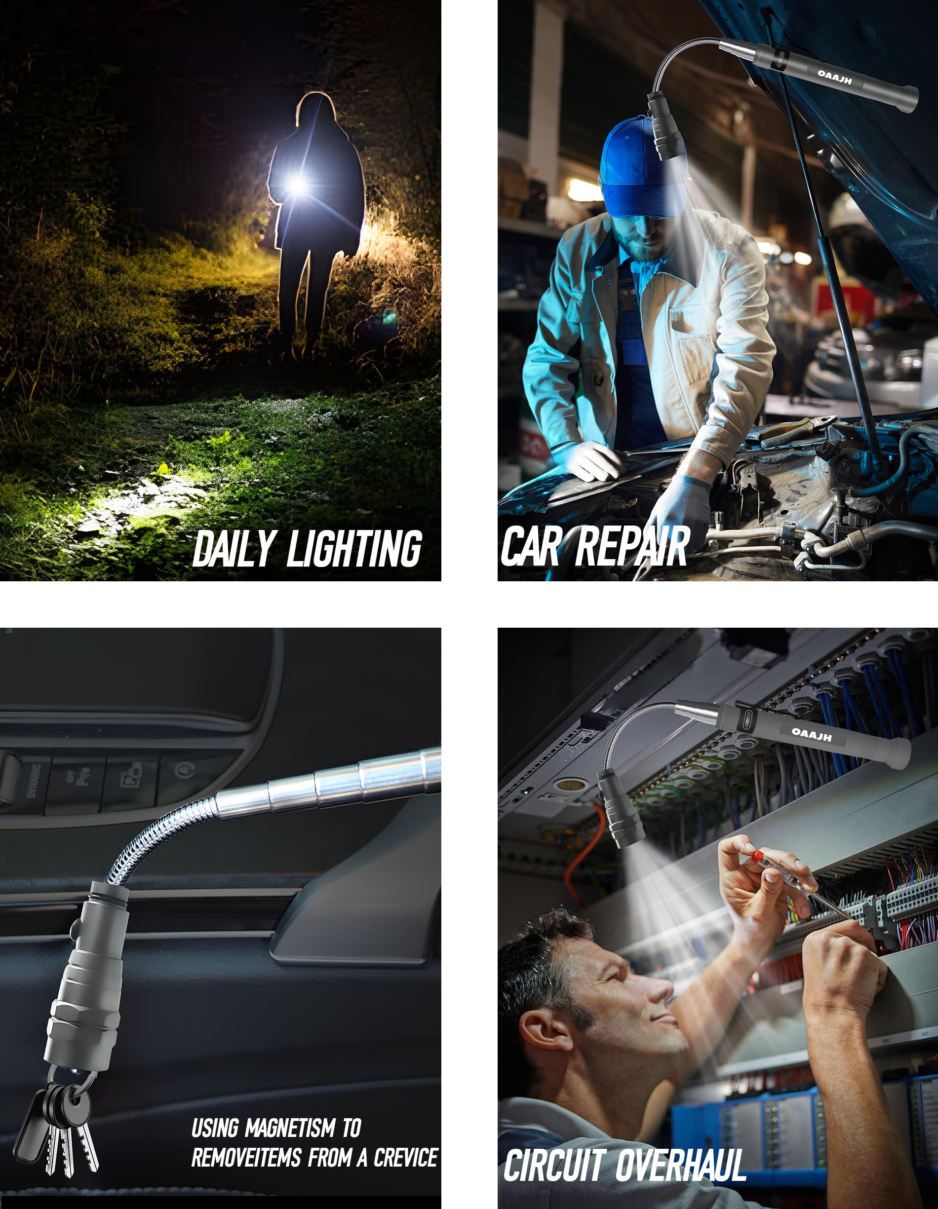 2024 Magnetic Pickup Tool with 3 LED Lights - Telescoping Flashlight for Men, Christmas Stocking Stuffers for Adults, Birthday Gifts for Dad from Daughter Son Wife - Cool Gadgets for Home Repairs, Workshop & DIY Projects