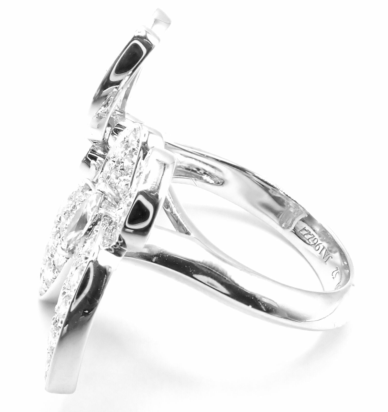 Van Cleef & Arpels 18k White Gold Diamond Two Butterfly Between Finger Ring - Elegant Stackable Ring for Women, Perfect for Weddings, Anniversaries & Special Occasions