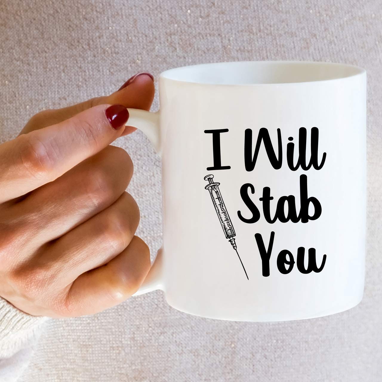 Retreez Funny 11 Oz Ceramic Coffee Mug - 'I Will Stab You Nurse' Sarcastic Gift for RNs & Nursing Students | Motivational & Humorous Present for Friends, Coworkers, Family | Perfect for Birthdays, Office Gifts & Nurse Appreciation