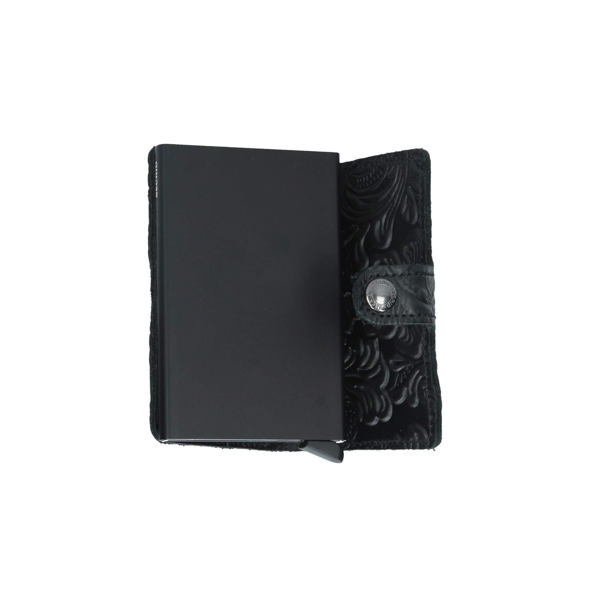 Secrid Miniwallet Black Ornament Wallet SC6332 - Slim RFID Blocking Leather Card Holder for Men & Women - Perfect for Travel, Business & Everyday Use