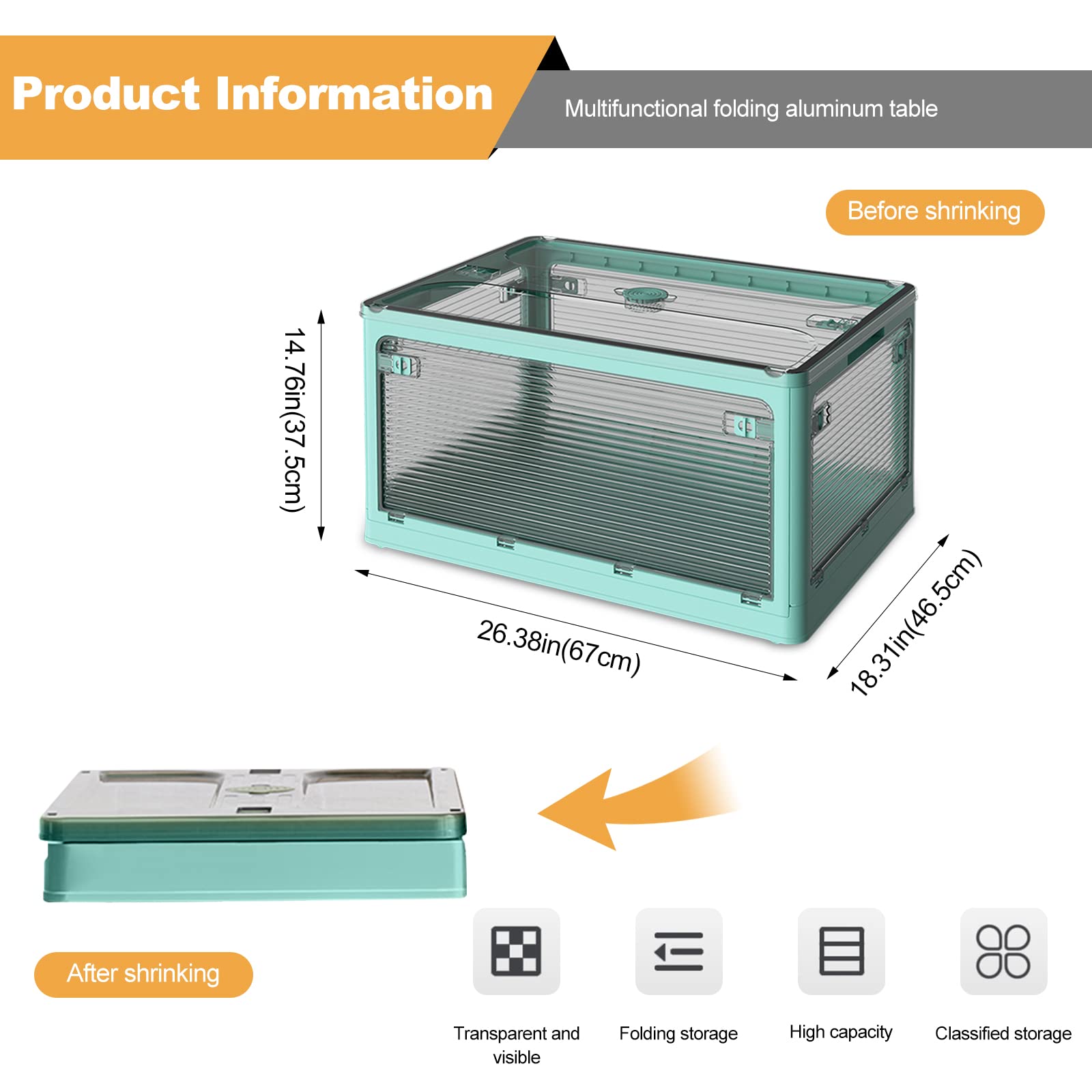Ergocar Foldable Car Trunk Organizer with Wheels & Lids - Transparent Portable Storage Box for Easy Access & Stacking - Perfect for Car Organization, Picnic, Camping & Family Trips (Blue, XXL Size)
