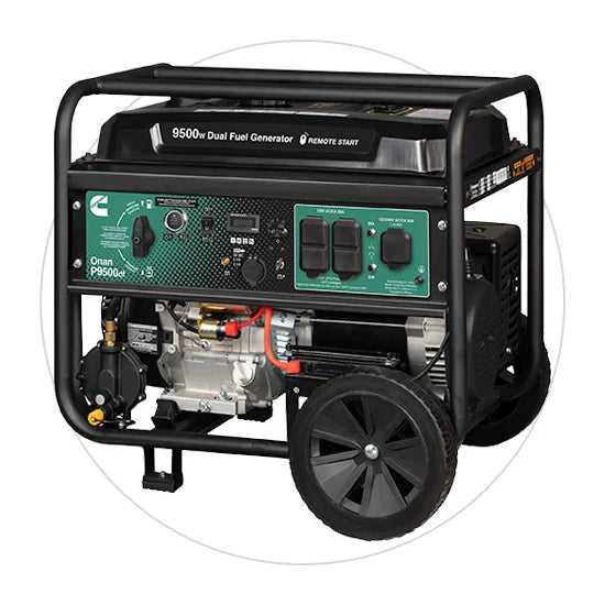 Cummins Onan P9500DF Dual Fuel (Gas/LPG) Portable Generator - 9500W Power for Camping, RV & Emergency Backup