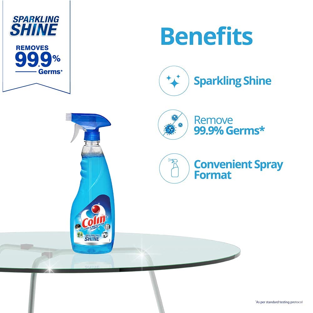 Harpic Lemon Bathroom Cleaner Liquid (1 Liter) & Colin Glass and Surface Cleaner Spray (500ml) - Powerful Cleaning Duo for Bathrooms, Mirrors, Tiles, and Kitchen Surfaces - Ideal for Homes, Offices, and Commercial Spaces