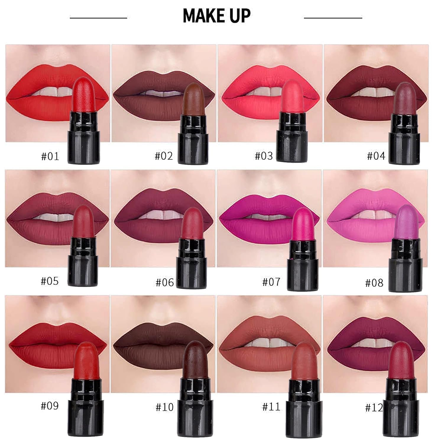 12-Piece Mini Matte Lipstick Set - Long Lasting, Travel Friendly, Trendy Colors | Perfect for Everyday Wear, Parties & Gifts