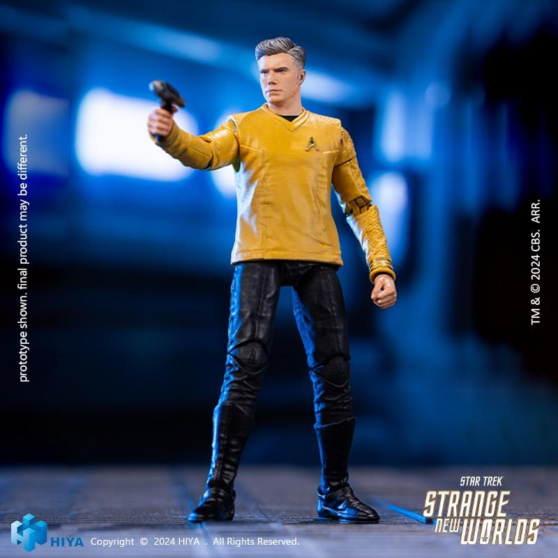 Pre Order 1/18 HIYA 4-Inch Action Figure - Exquisite Mini Series Star Trek Strange New Worlds Captain Pike Collectible Toy for Display & Sci-Fi Fans