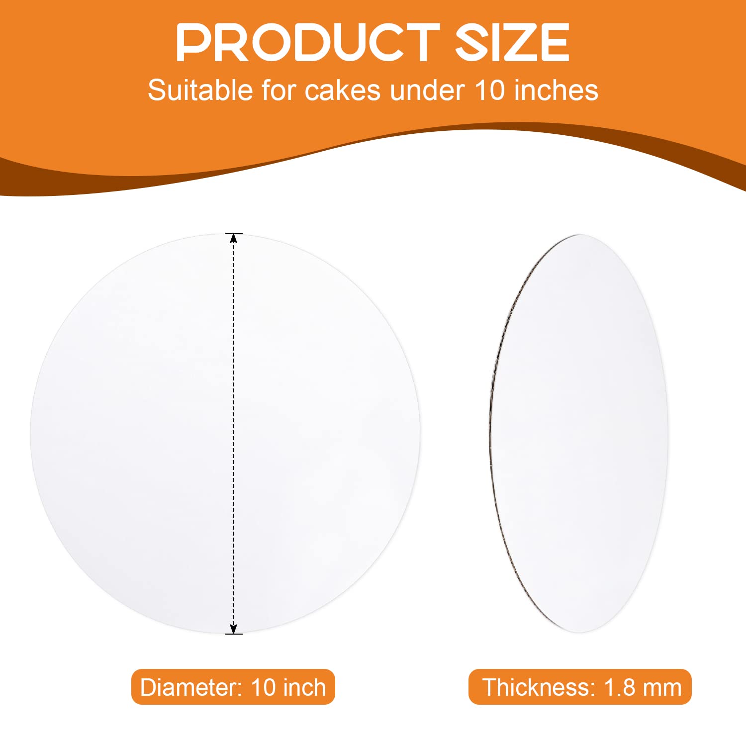 40-Pack 10 Inch Round White Cake Boards - Food-Grade Cardboard Cake Circles for Displaying Cakes, Bread, Desserts | Sturdy & Thin Cake Plates for Birthday Parties, Weddings, Bakery Displays