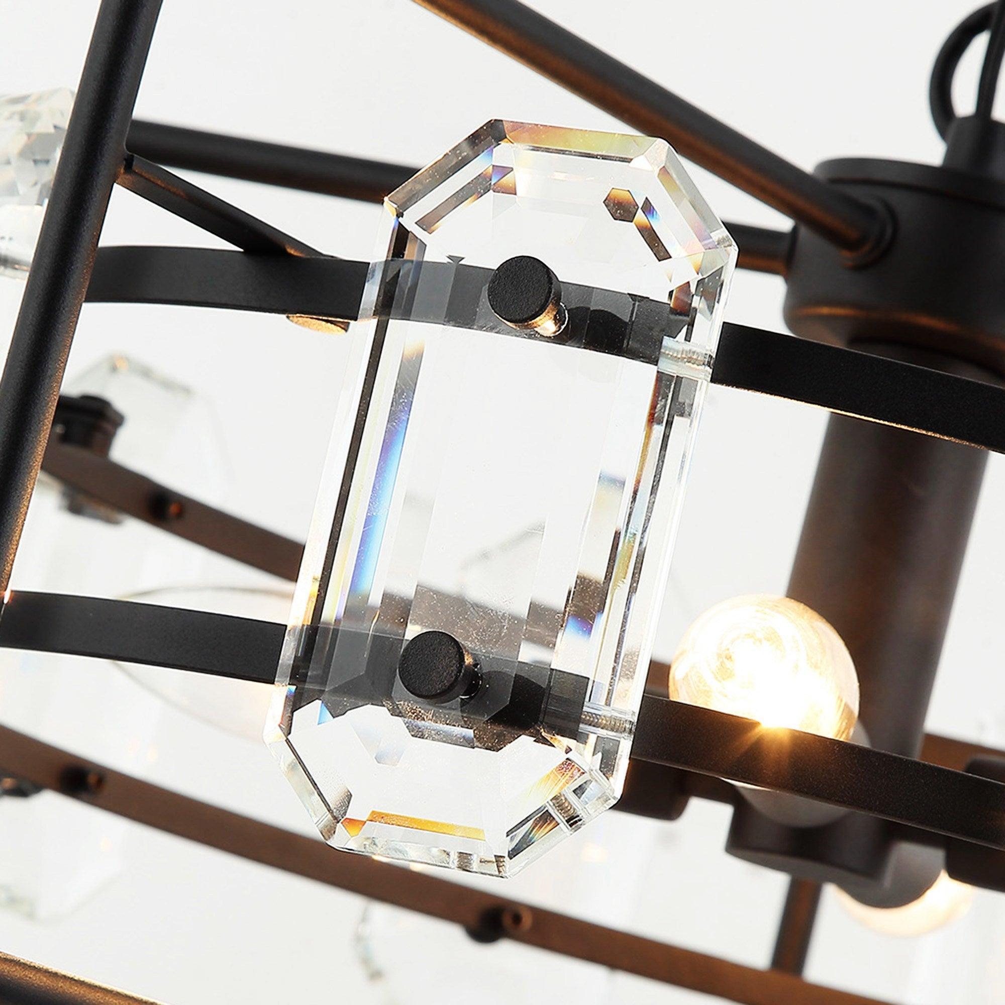 4-Light Modern Crystal Pendant Light Fixture - Gold or Black Finish - Perfect for Dining Room, Living Room, or Bedroom Ceiling Lighting