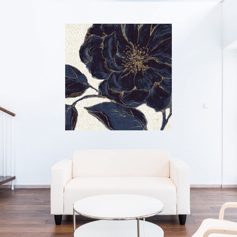 Botanical Wall Art Canvas - Indigo Garden II Plant Decor by Daphne Brissonnet 22x22 Inch - Perfect for Bathroom, Bedroom & Living Room Wall Decor