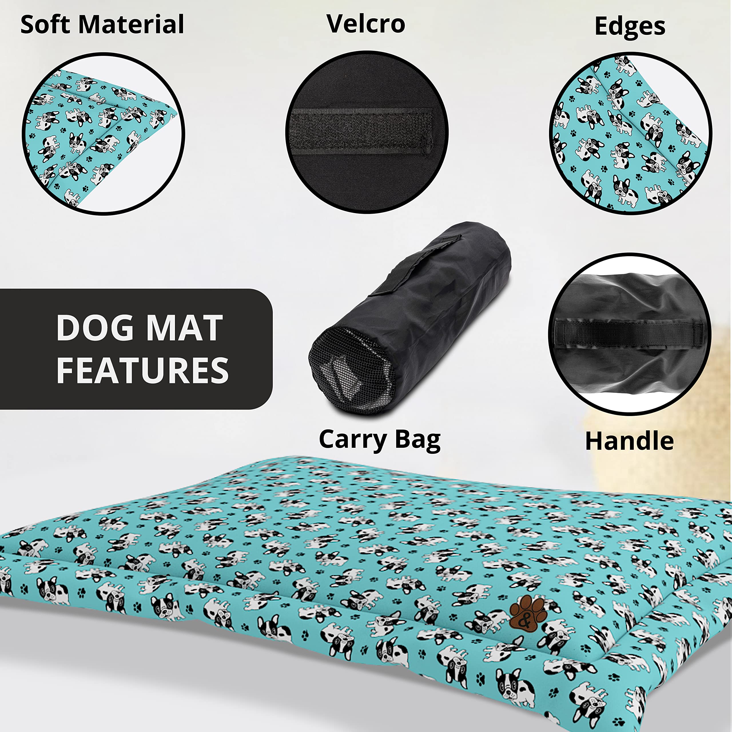 Premium Dog Bed Mat for Large, Medium & Small Dogs & Cats - Non-Slip Bottom, Machine Washable Pet Mattress (Pattern 03, Large) - Perfect for Crates, Floors & Pet Travel