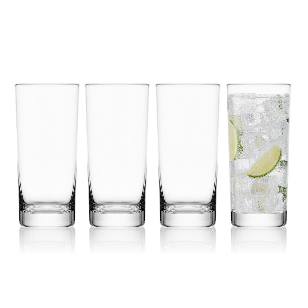 Premium Set of 4 Lana Highball Glasses - 16oz Crystal Clear Drinking Glasses for Cocktails, Whiskey, Iced Tea & More - Perfect for Home Bar, Parties & Gifts