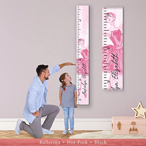 Vintage Ballerina Wooden Growth Chart Ruler for Kids - Hand-Painted Height Measurement Tool for Boys & Girls Nursery Decor by Back40Life | Perfect for Baby Room, Playroom & Gift Idea