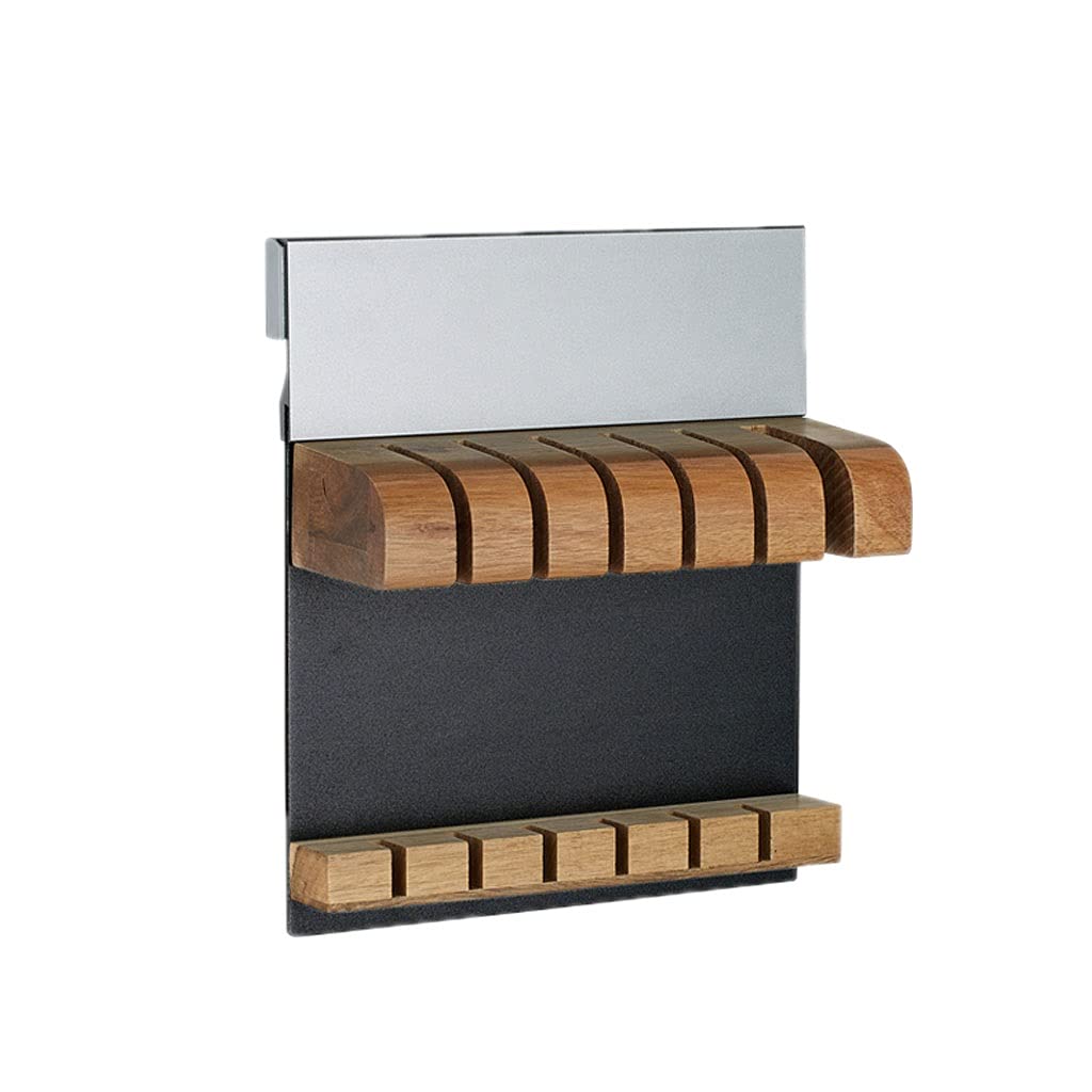 Premium Solid Wood Magnetic Knife Holder - Wall Mounted No Drill Knife Storage with Iron-Absorbing Stone for Kitchen - 6-Blade Black Gray Knife Block - Perfect for Home Chefs & Small Space Kitchens